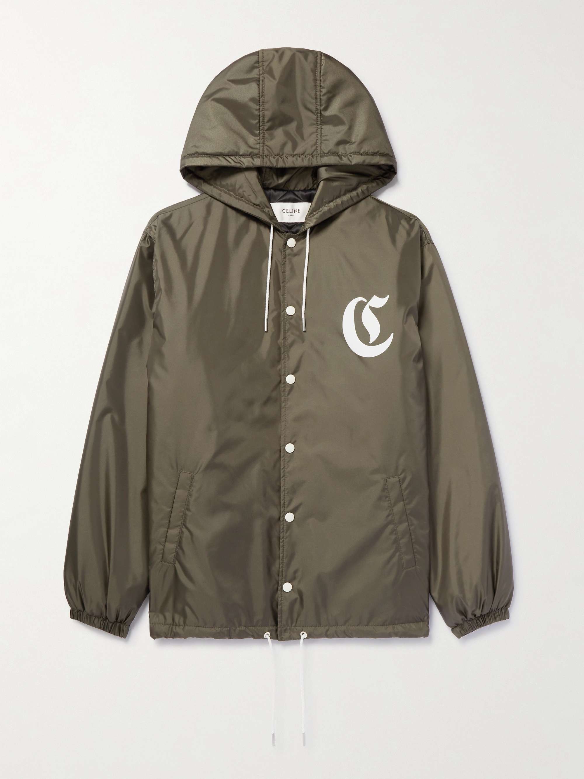 CELINE HOMME Logo-Print Nylon Hooded Jacket