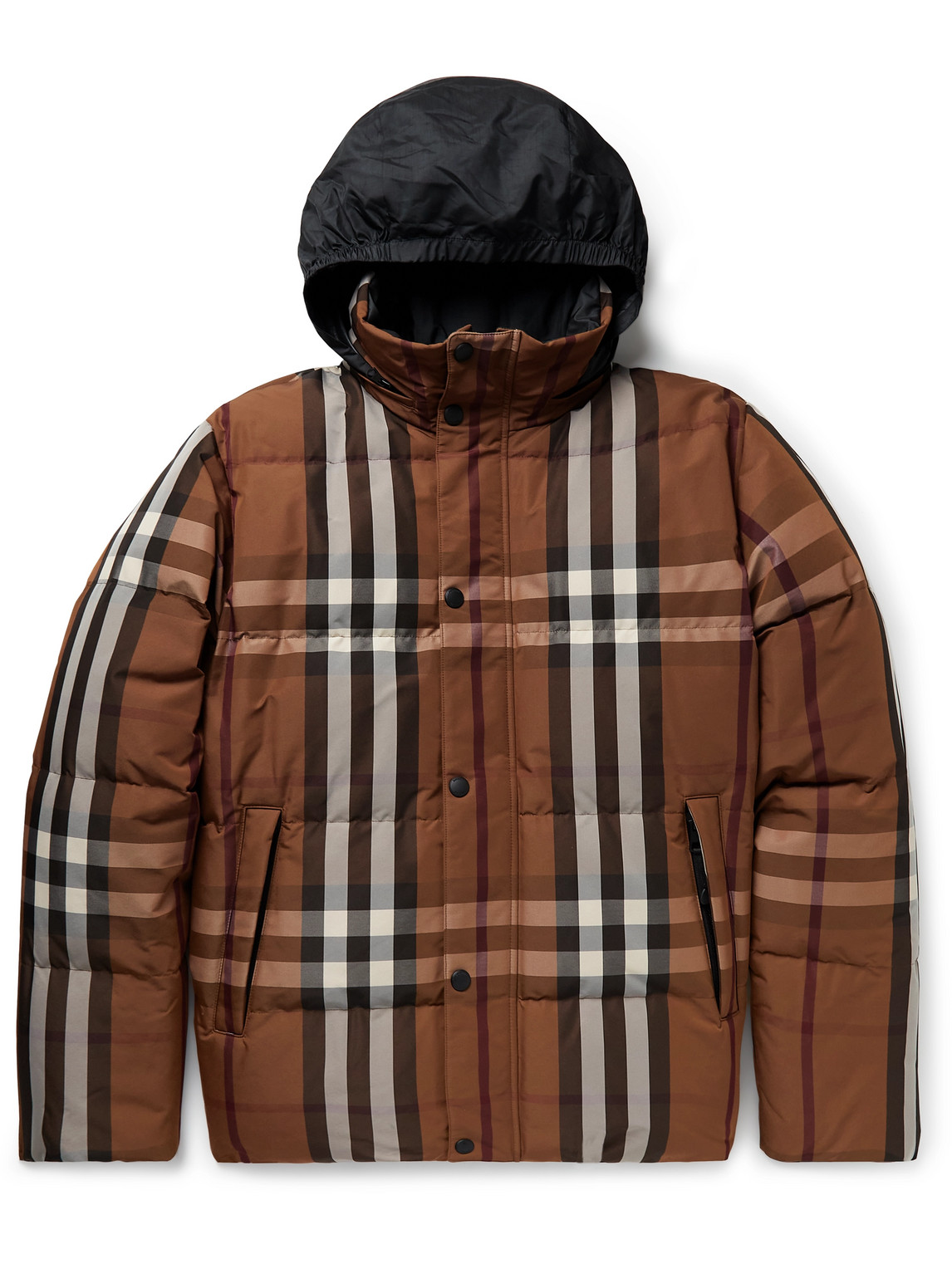 Burberry Reversible Quilted Checked Shell Hooded Down Jacket In Brown