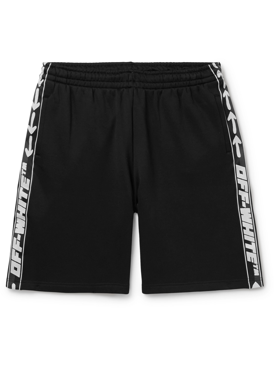 Off-White Straight-Leg Webbing-Trimmed Jersey Shorts