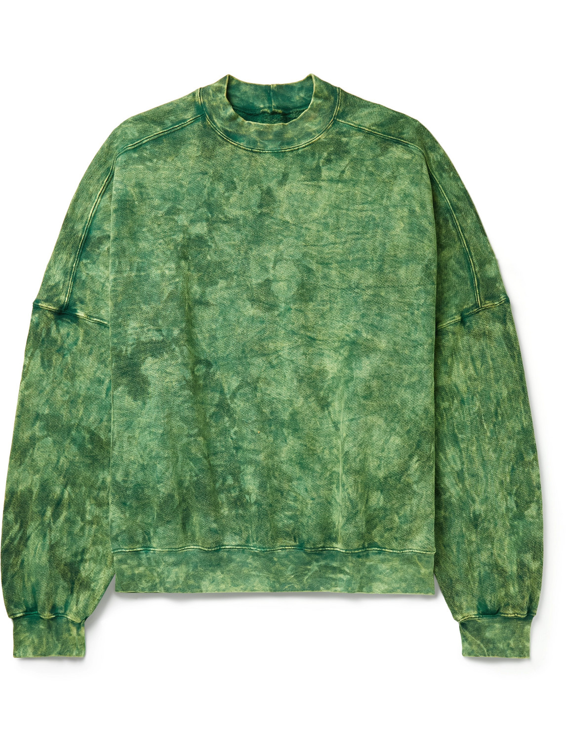 Monitaly Throwing Fits Mock-neck Tie-dyed Cotton-jersey Sweatshirt In Green
