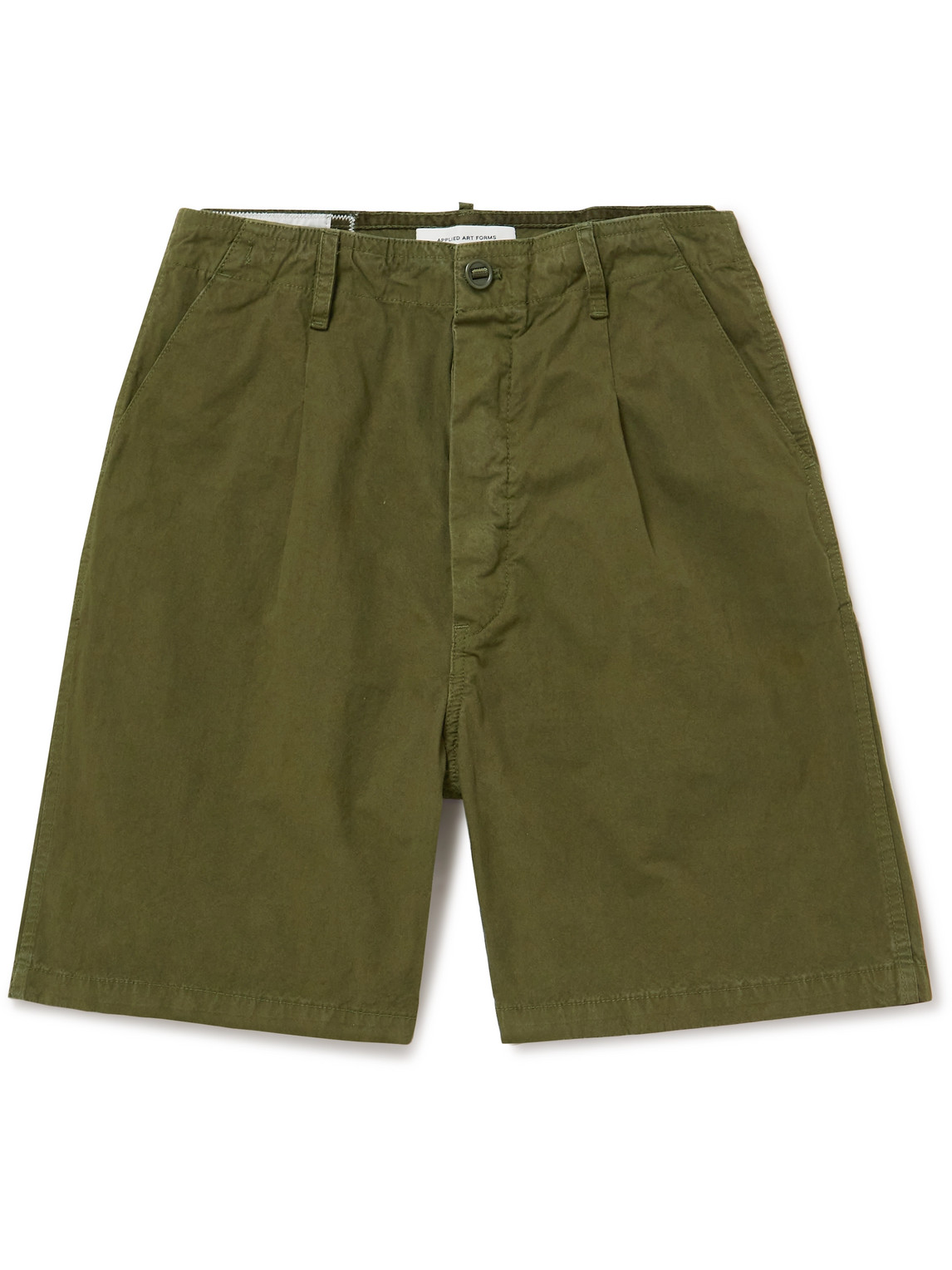 Applied Art Forms Dm3-3 Straight-leg Pleated Cotton And Cordura-blend Shorts In Green