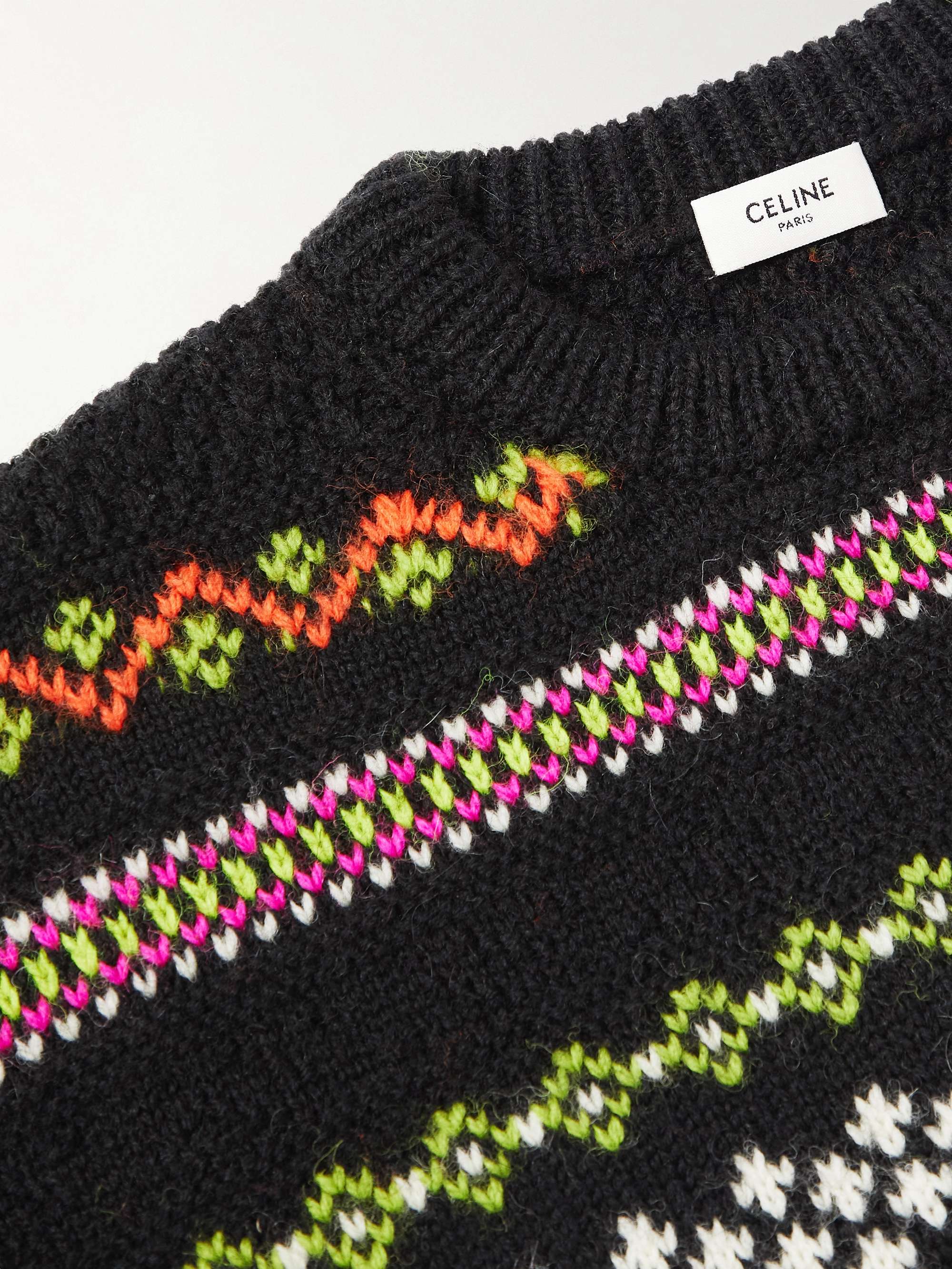 CELINE HOMME Studded Fair Isle Wool Sweater