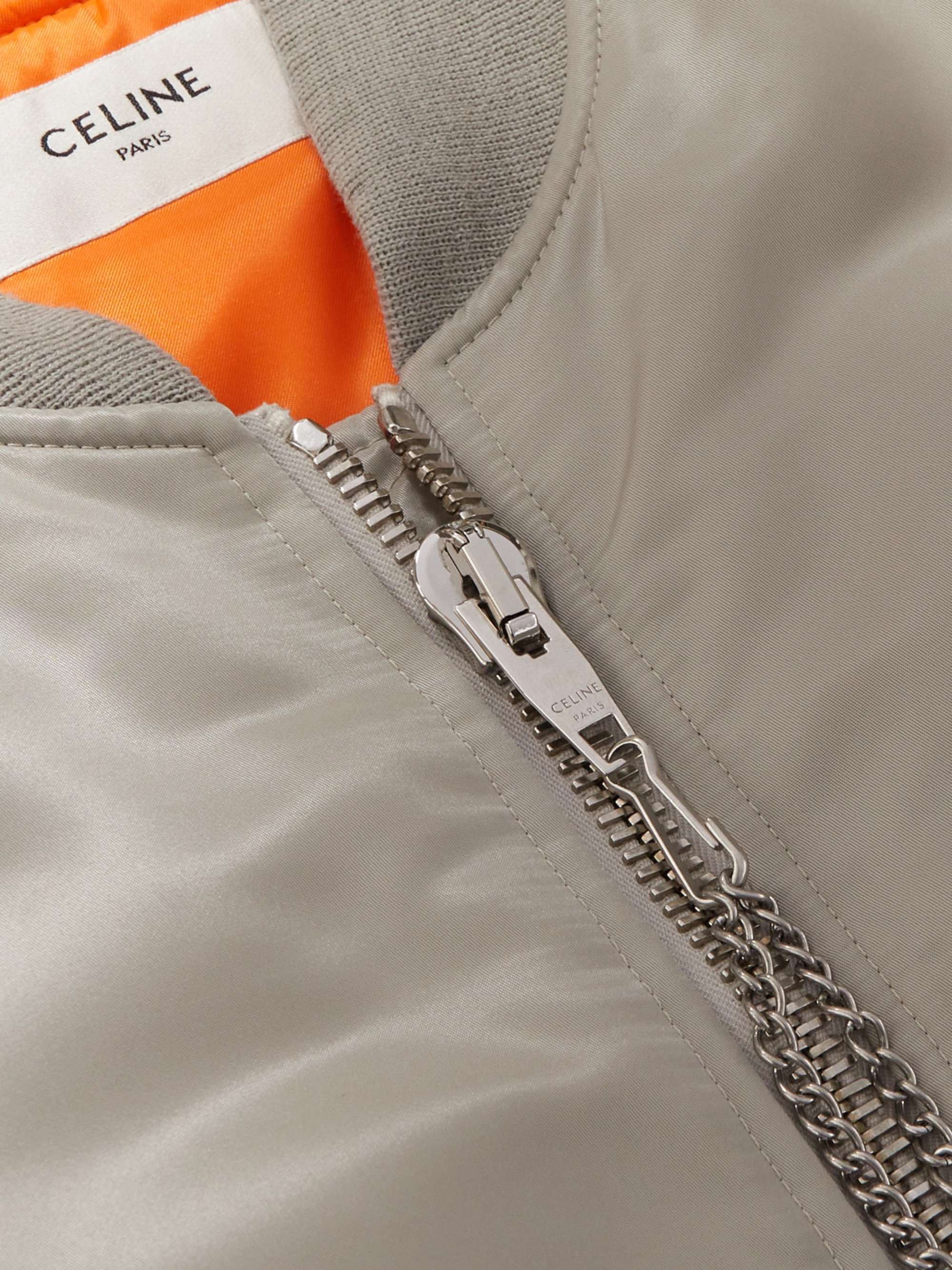 CELINE HOMME Logo-Print Chain-Embellished Nylon Bomber Jacket