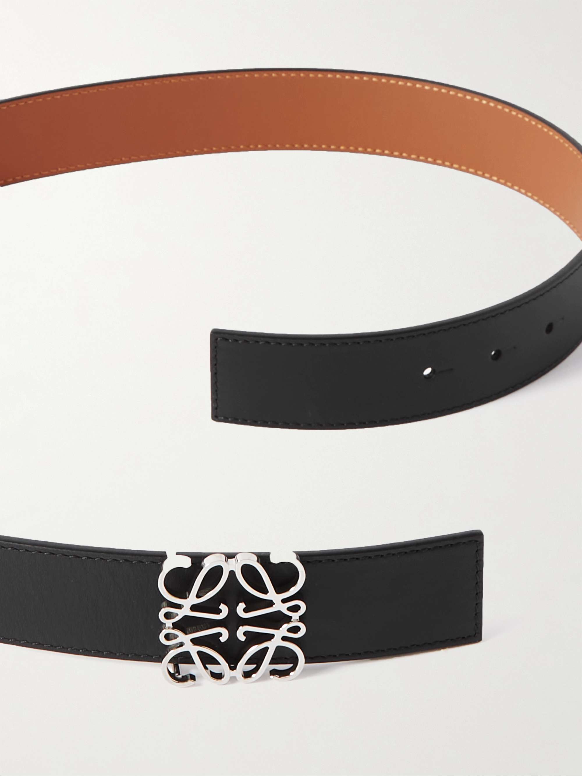 LOEWE 3.5cm Anagram Reversible Leather Belt