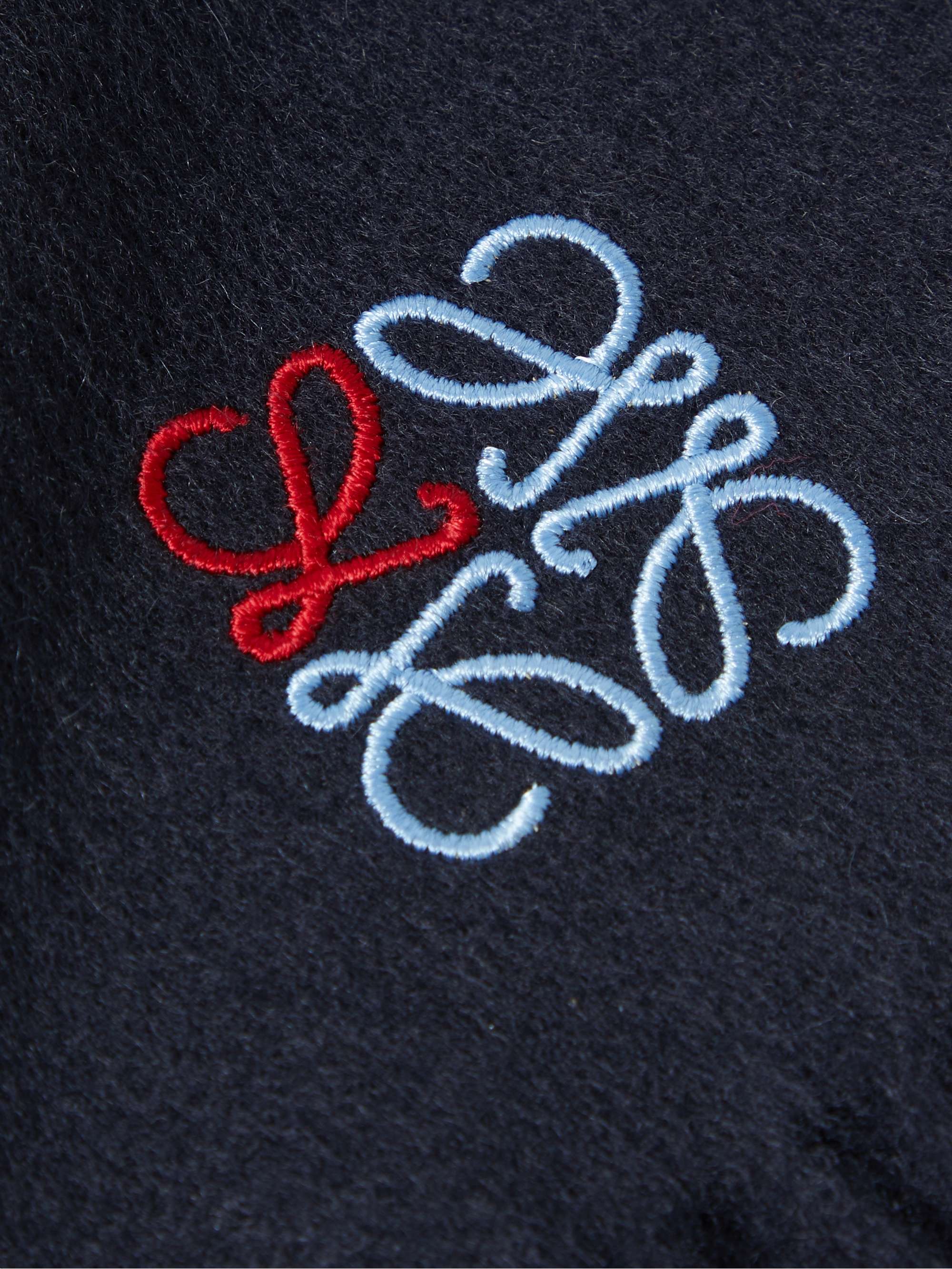 LOEWE Anagram Fringed Logo-Embroidered Cashmere Scarf