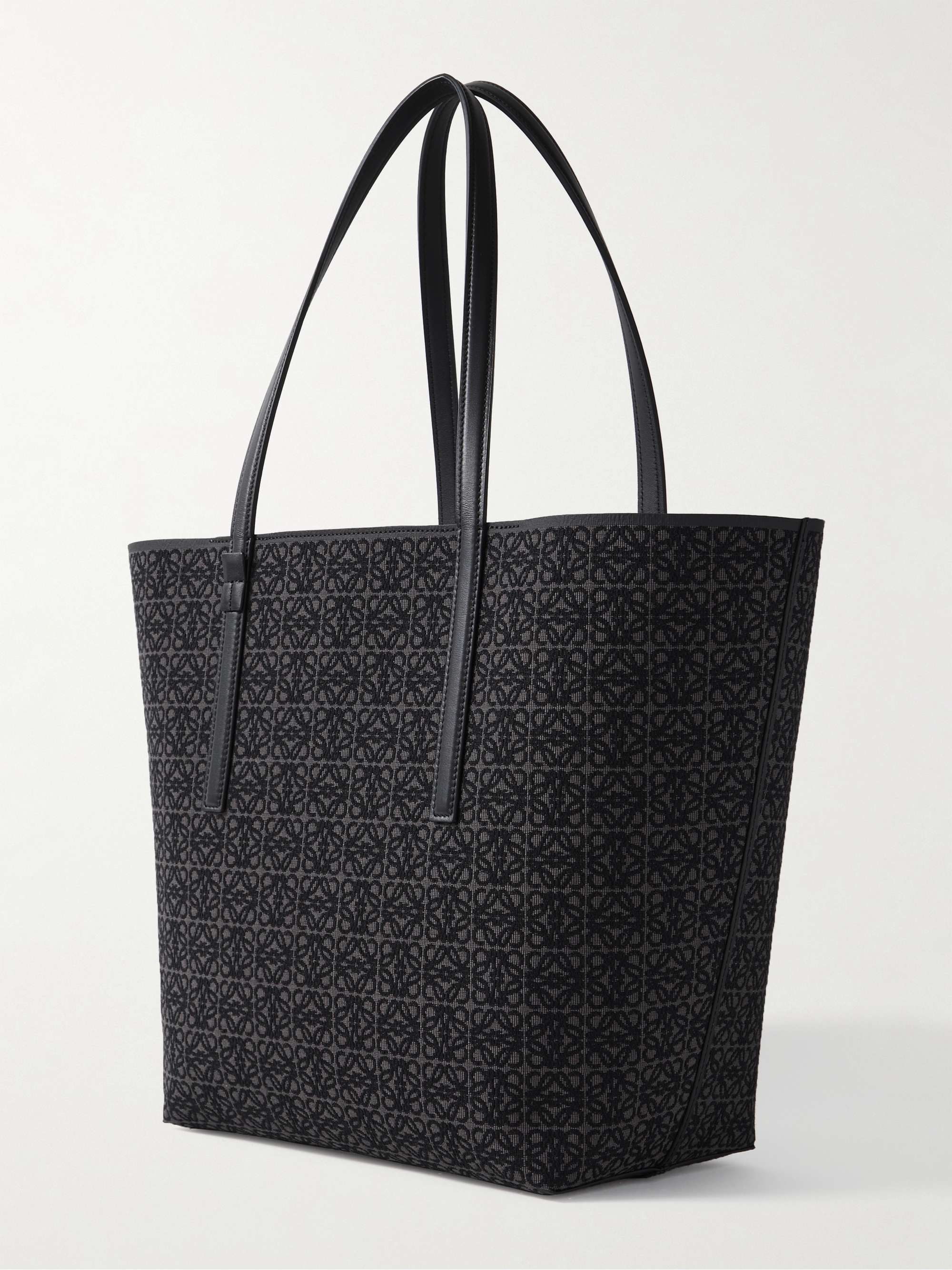 LOEWE Leather-Trimmed Logo-Jacquard Canvas Tote Bag