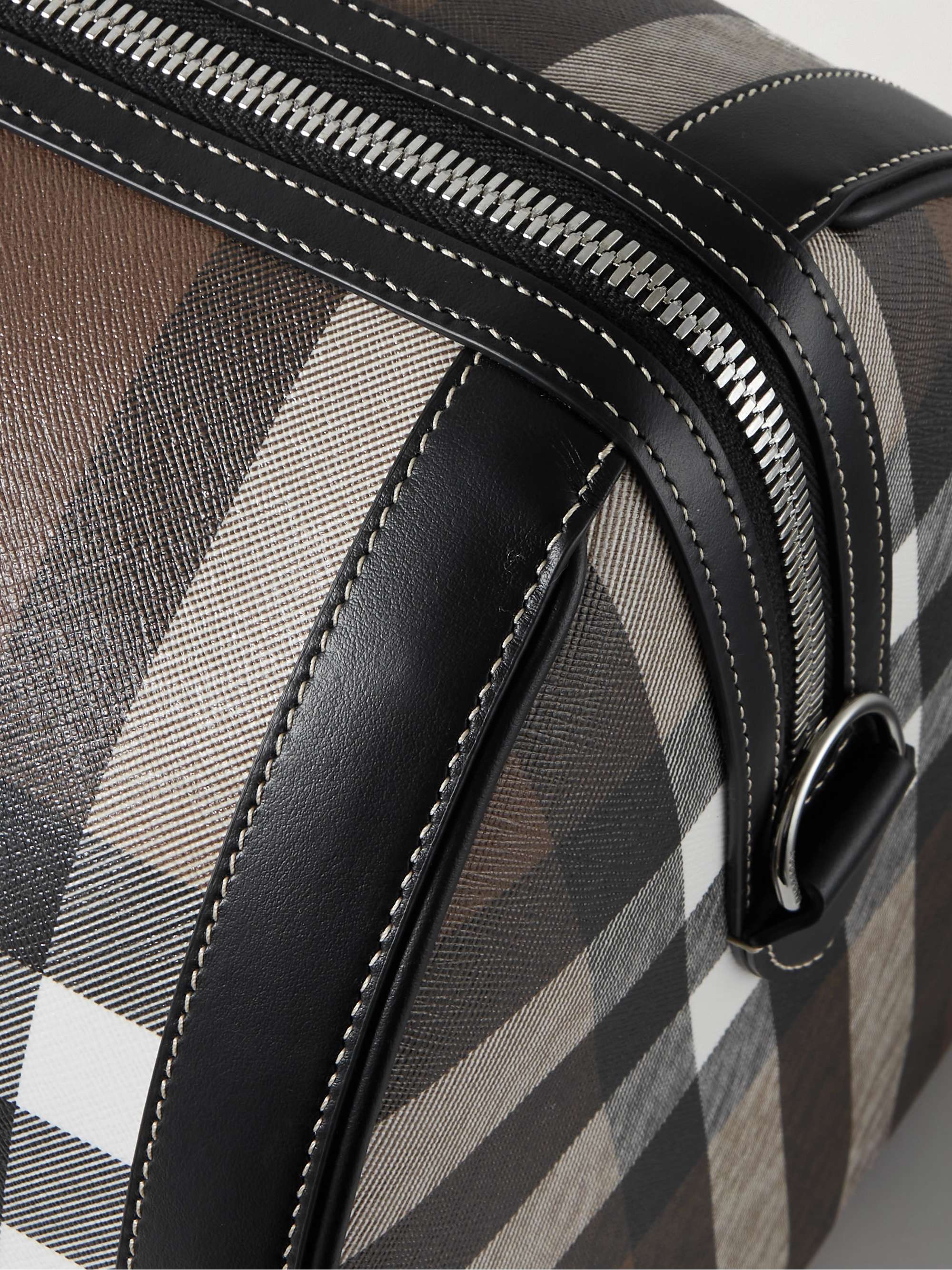 BURBERRY Leather-Trimmed Checked E-Canvas Weekend Bag