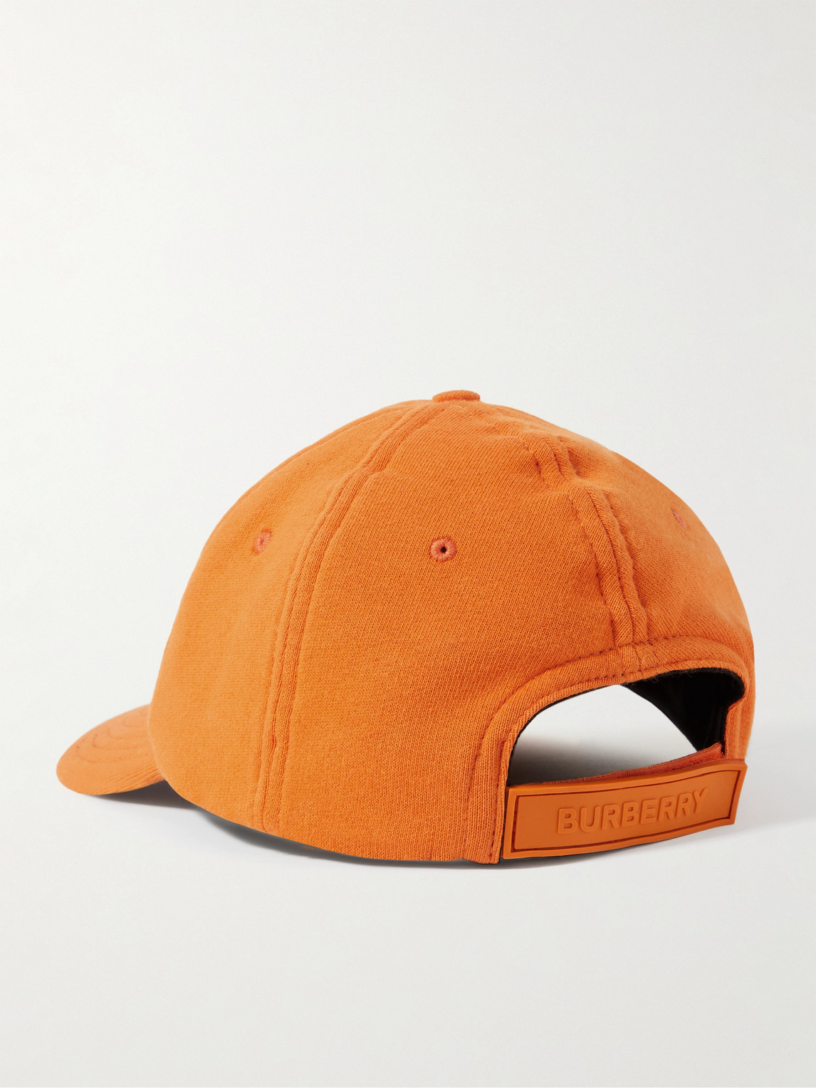 Shop Burberry Logo-appliquéd Rubber-trimmed Cotton-jersey Baseball Cap In Orange