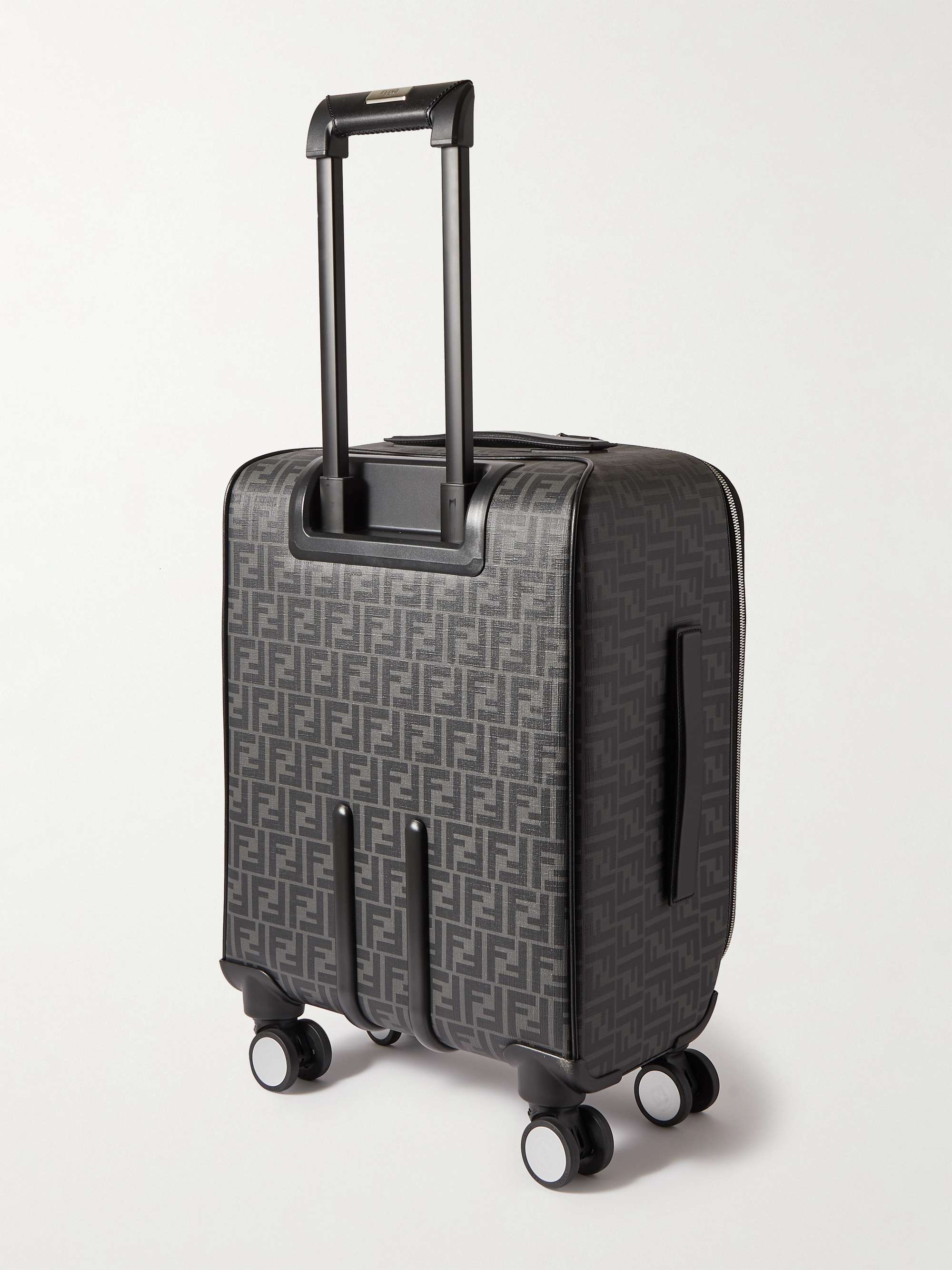 FENDI Leather-Trimmed Logo-Jacquard Canvas Suitcase