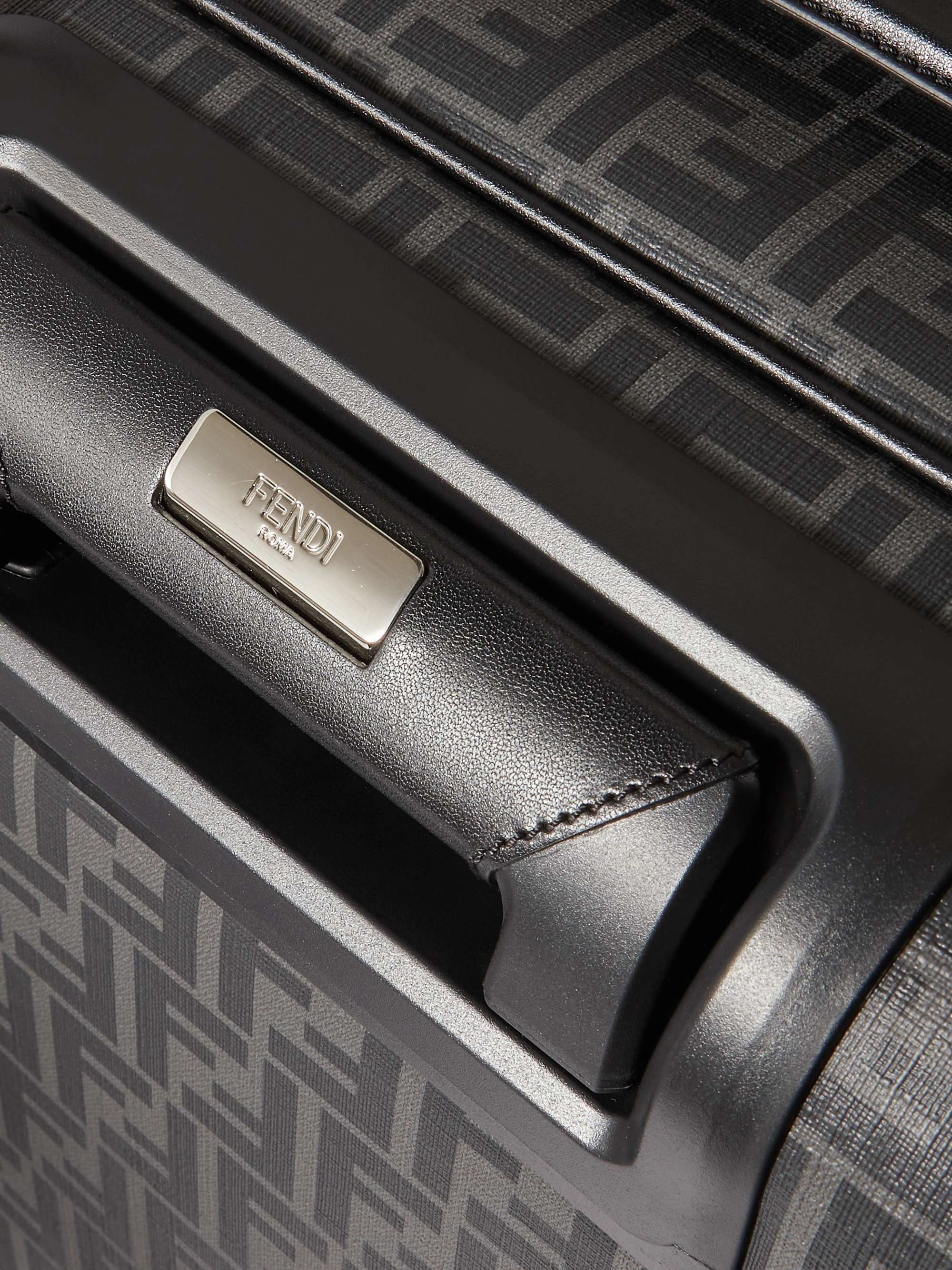 FENDI Leather-Trimmed Logo-Jacquard Canvas Suitcase