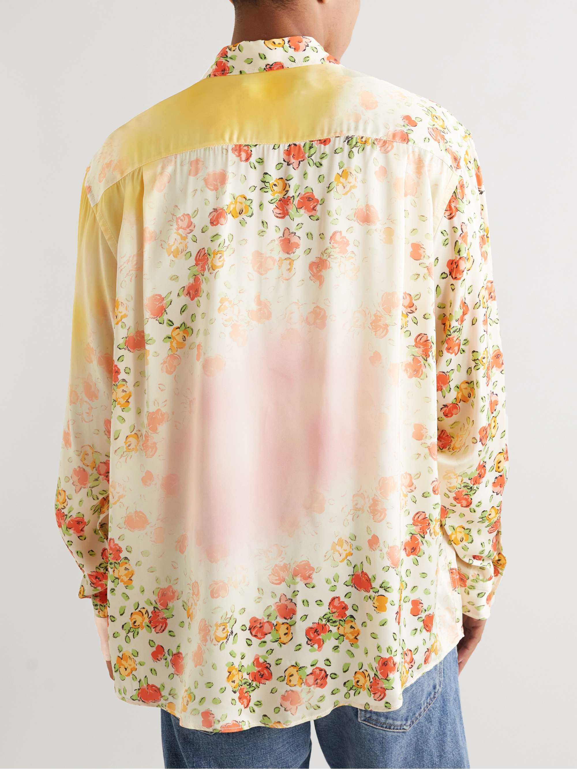 MARNI Oversized Dégradé Floral-Print Satin Shirt