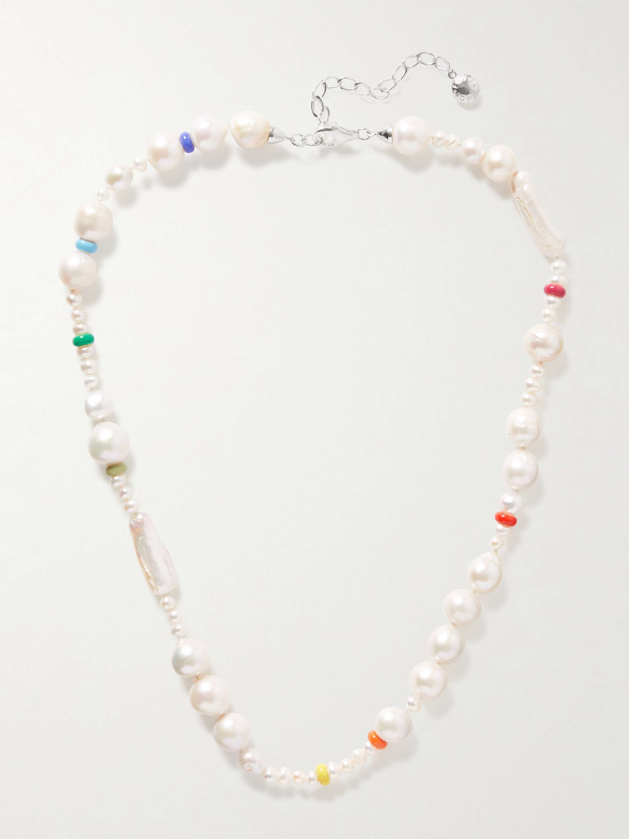 FRY POWERS Coco Baroque Silver, Pearl and Enamel Necklace
