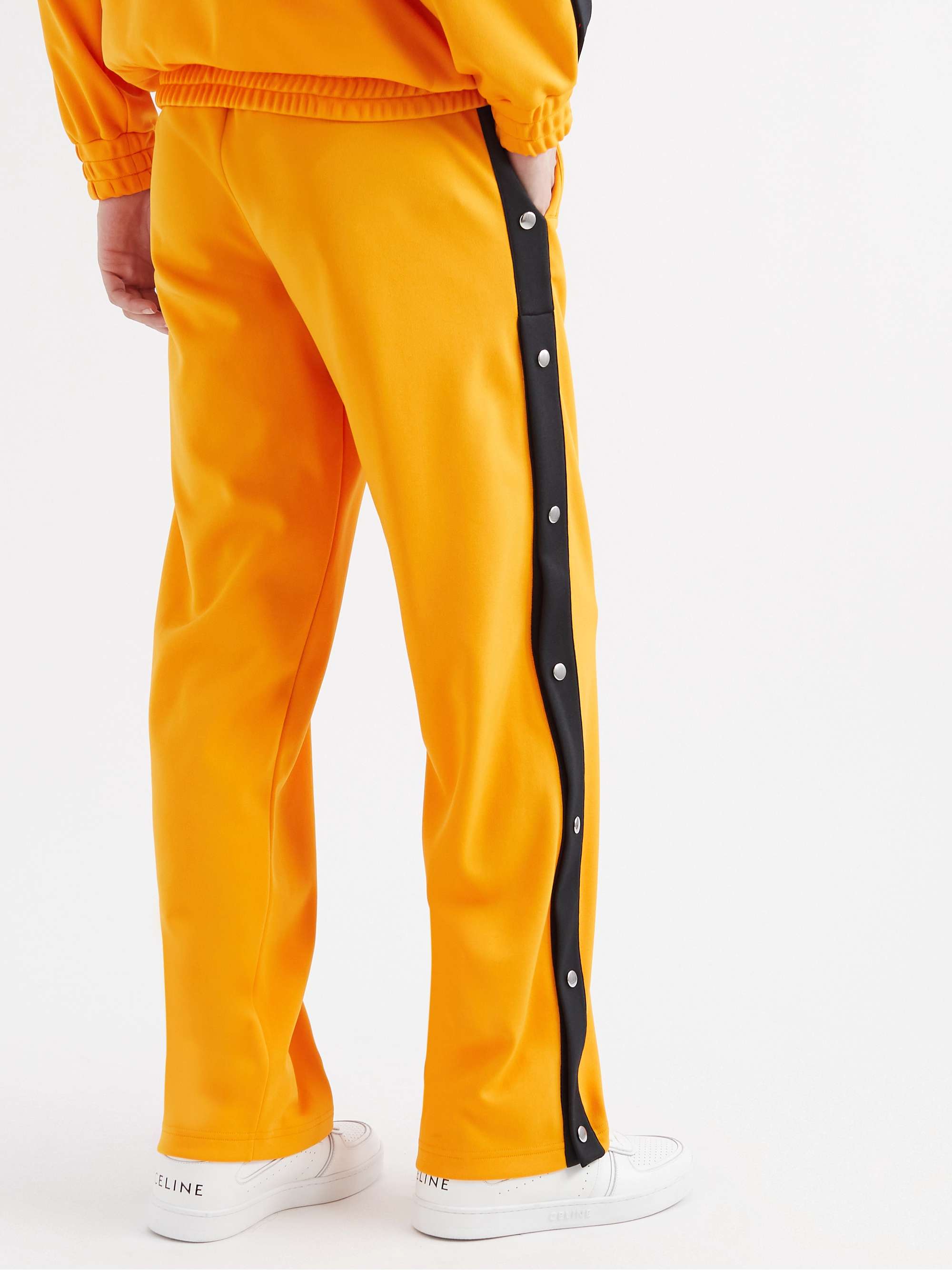 CELINE HOMME Button-Detailed Striped Jersey Track Pants