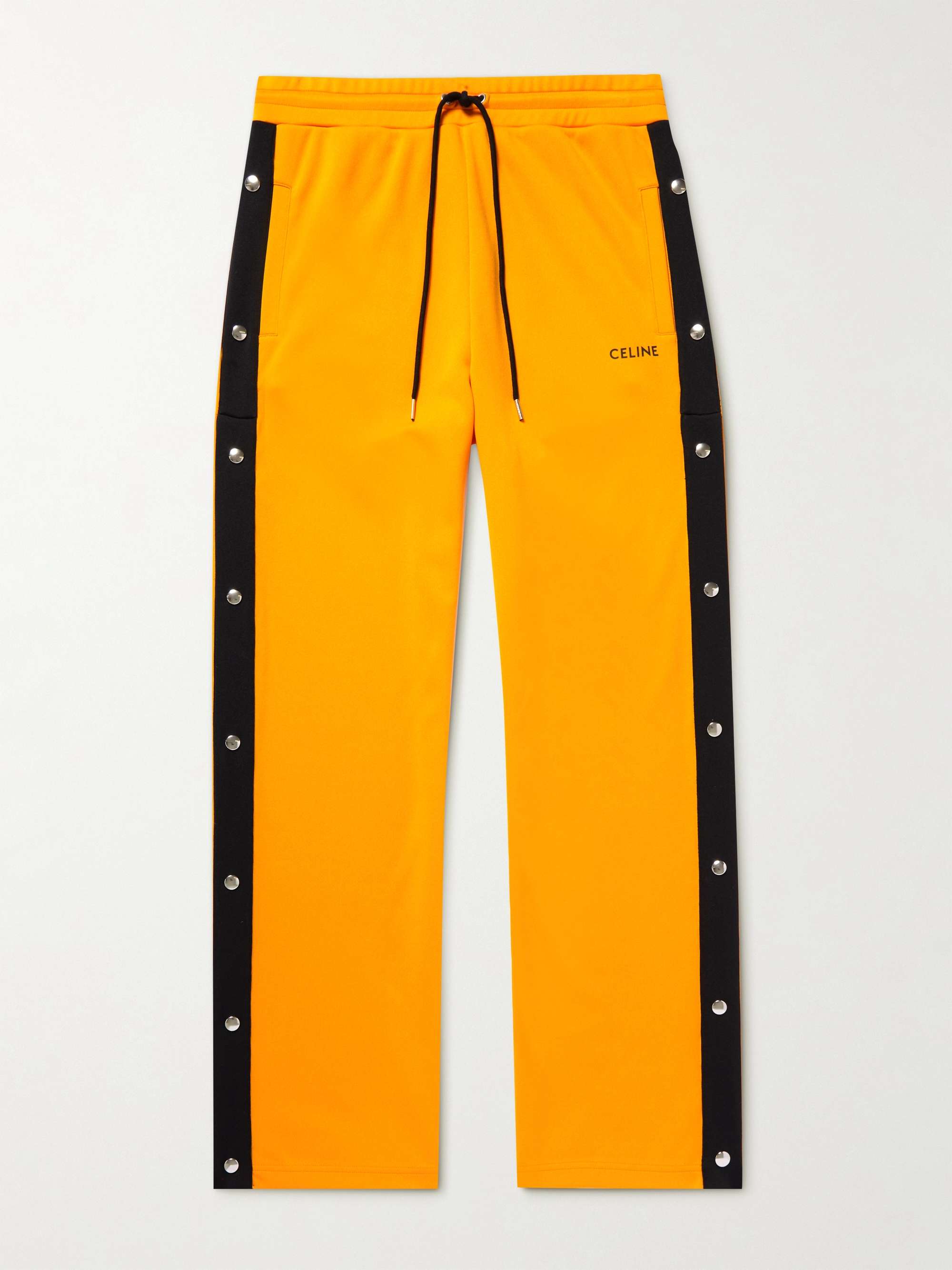 CELINE HOMME Button-Detailed Striped Jersey Track Pants