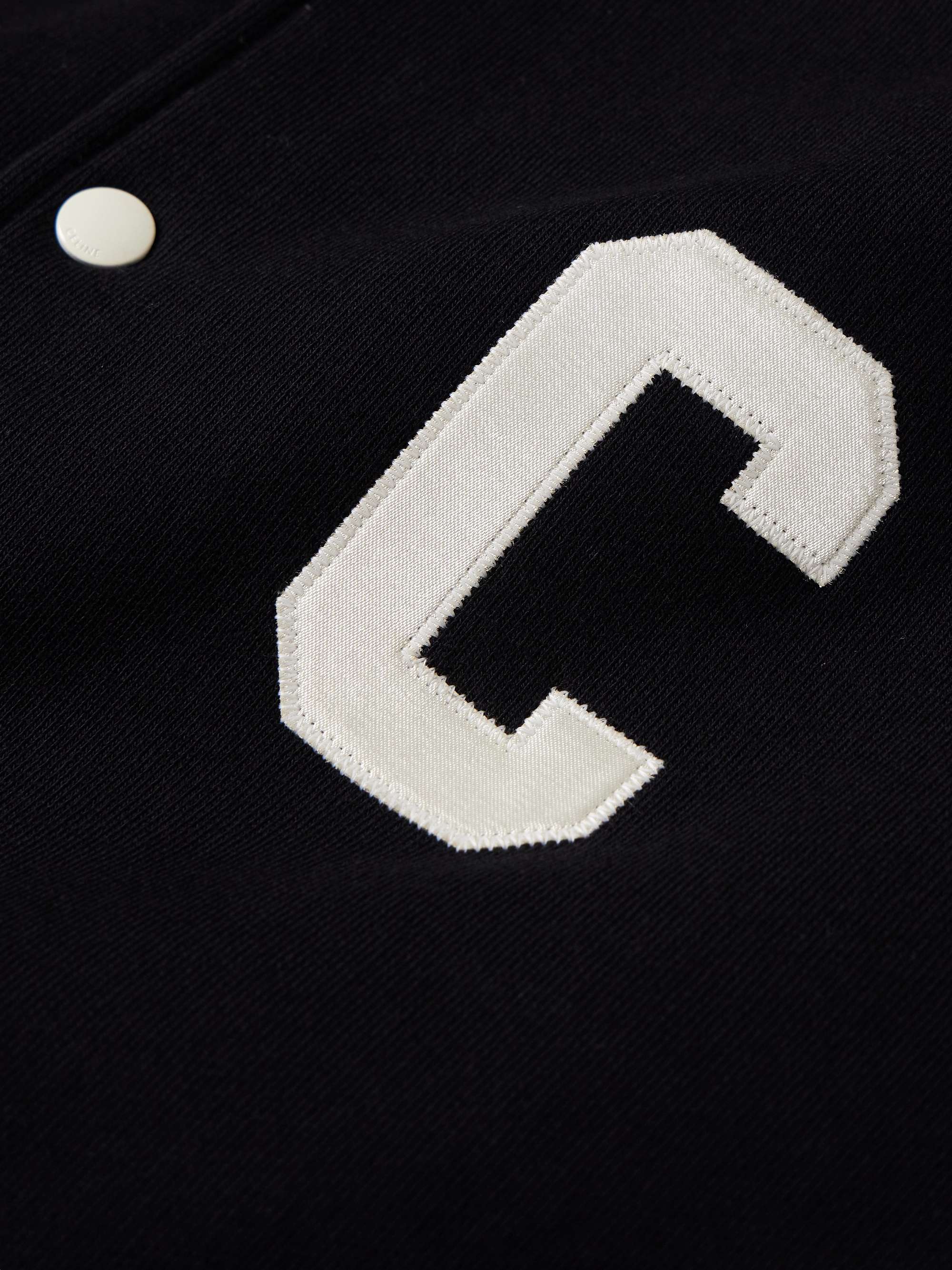 CELINE HOMME Teddy Logo-Appliquéd Cotton Bomber Jacket