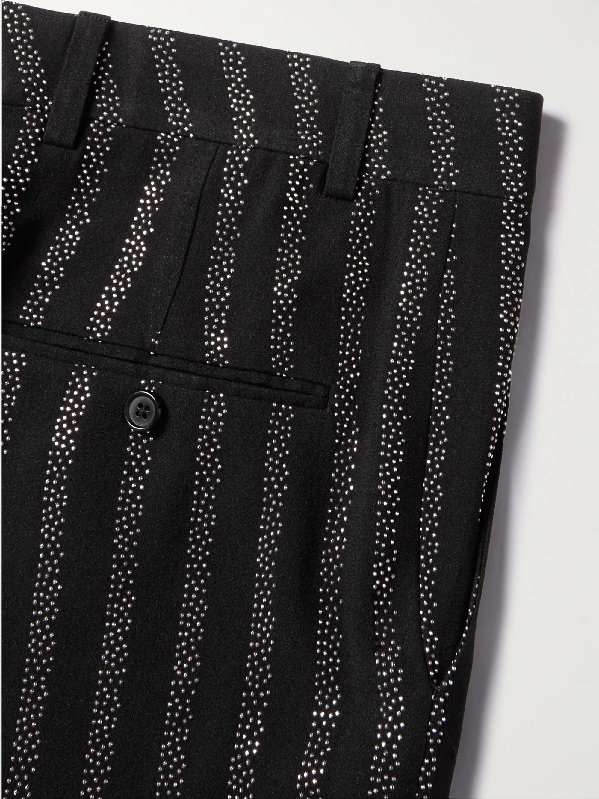CELINE HOMME Slim-Fit Embellished Striped Crepe Trousers