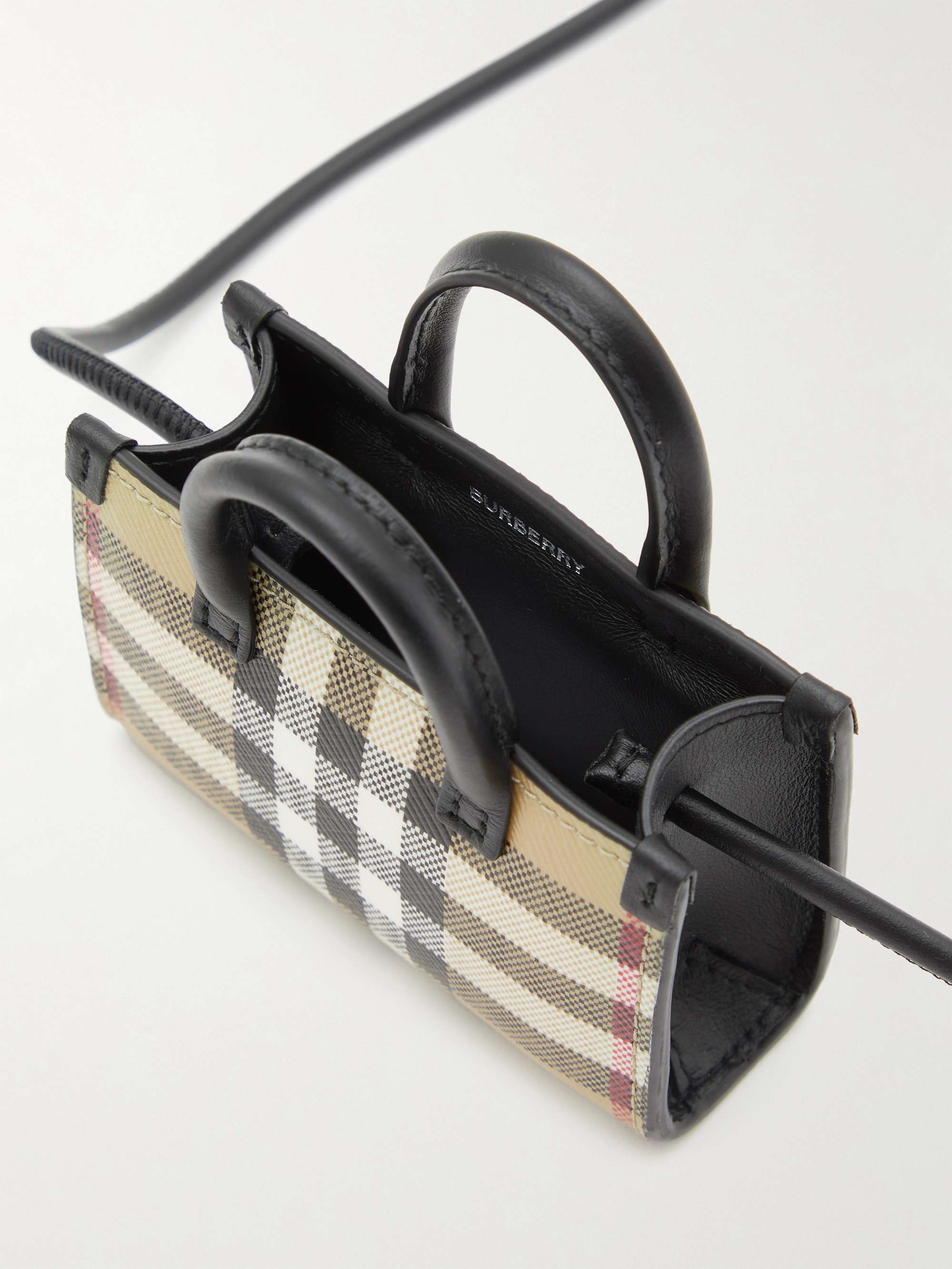 BURBERRY Denny Micro Checked E-Canvas and Leather Messenger Bag