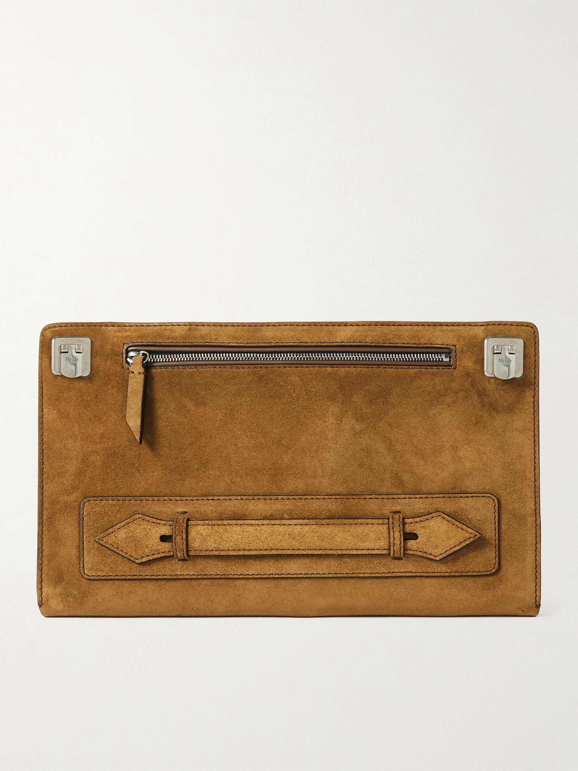 MÉTIER Runaway Leather-Trimmed Suede Pouch