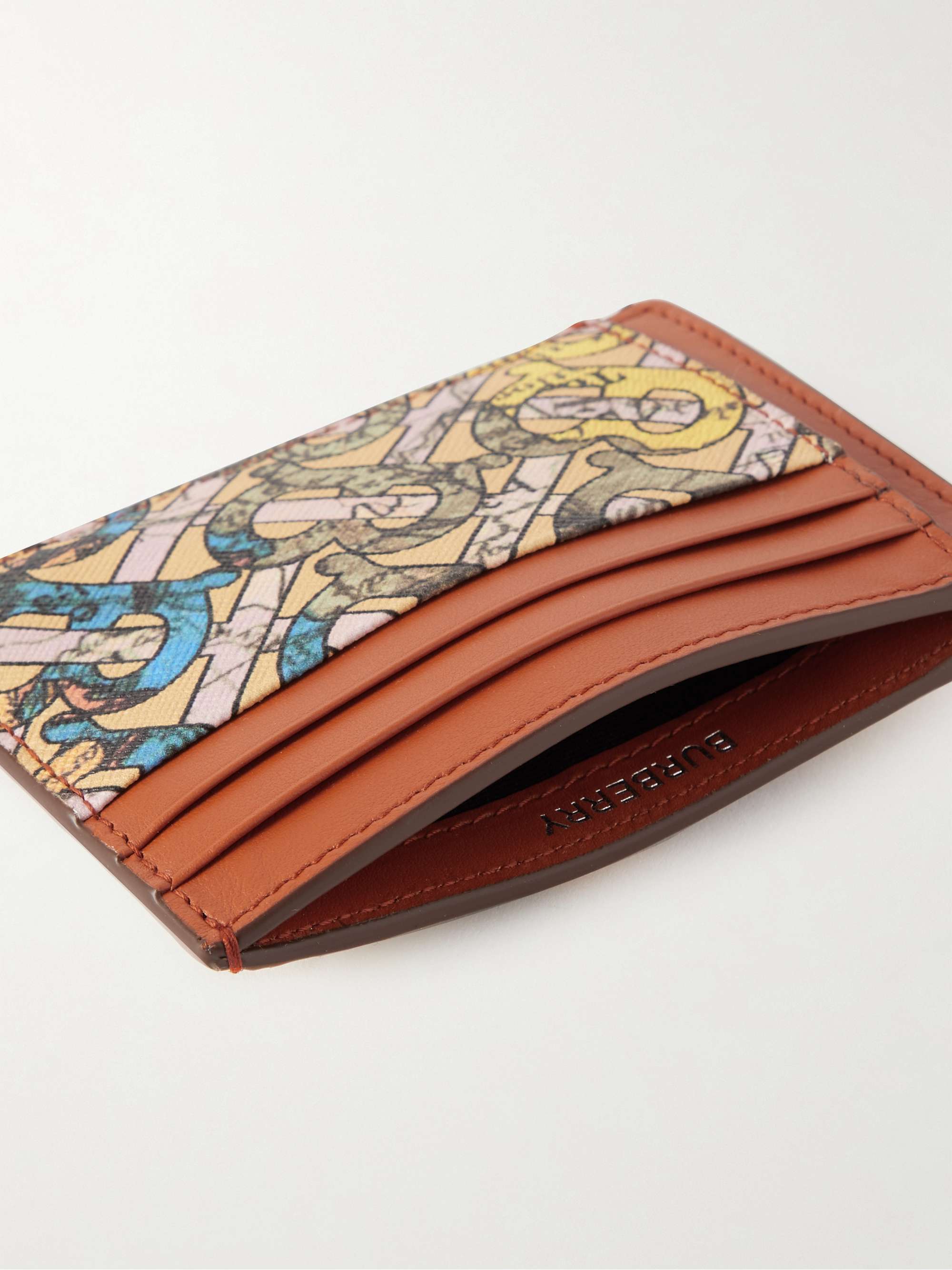 BURBERRY Printed Coated Cotton-Canvas and Leather Cardholder with Money Clip