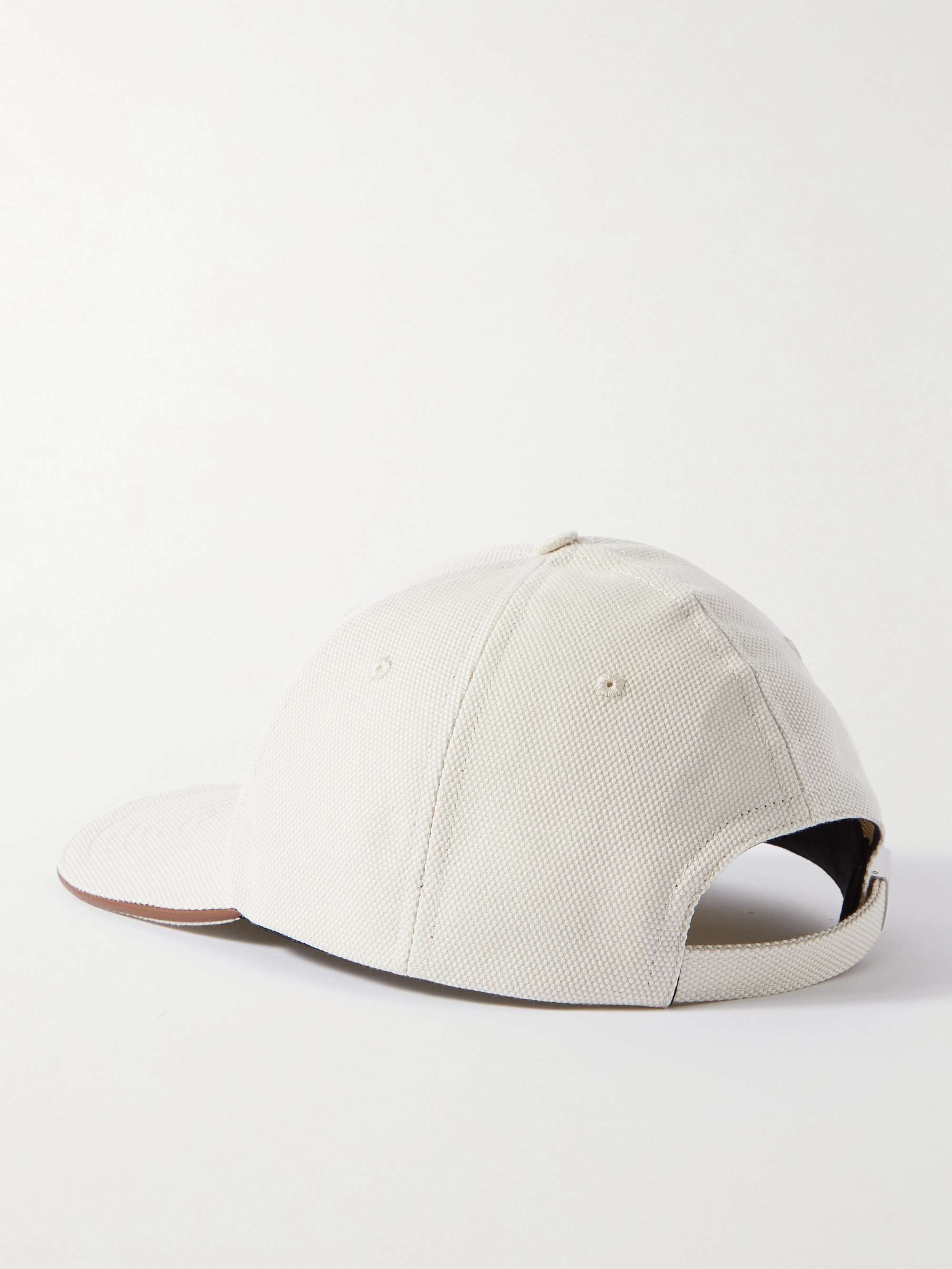 BURBERRY Logo-Embroidered Leather-Trimmed Cotton-Canvas Baseball Cap