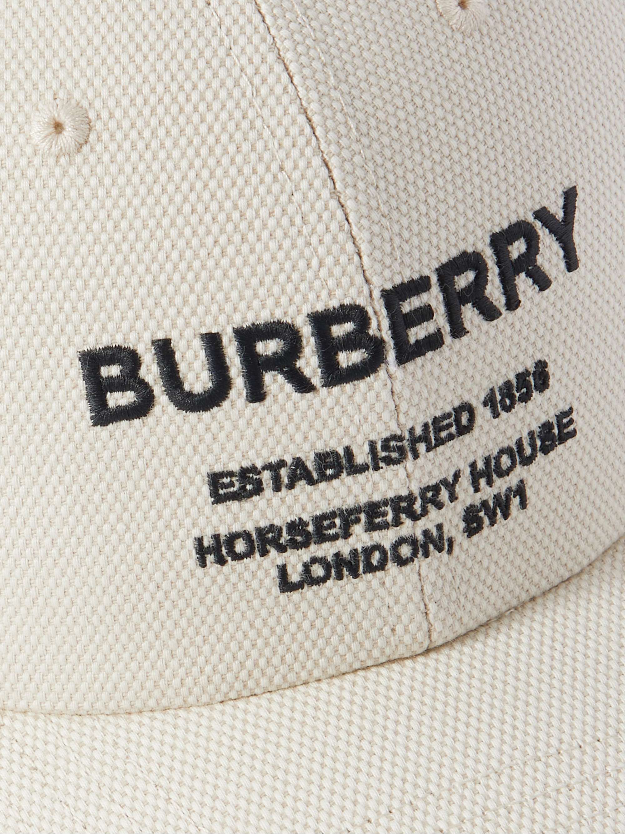 BURBERRY Logo-Embroidered Leather-Trimmed Cotton-Canvas Baseball Cap