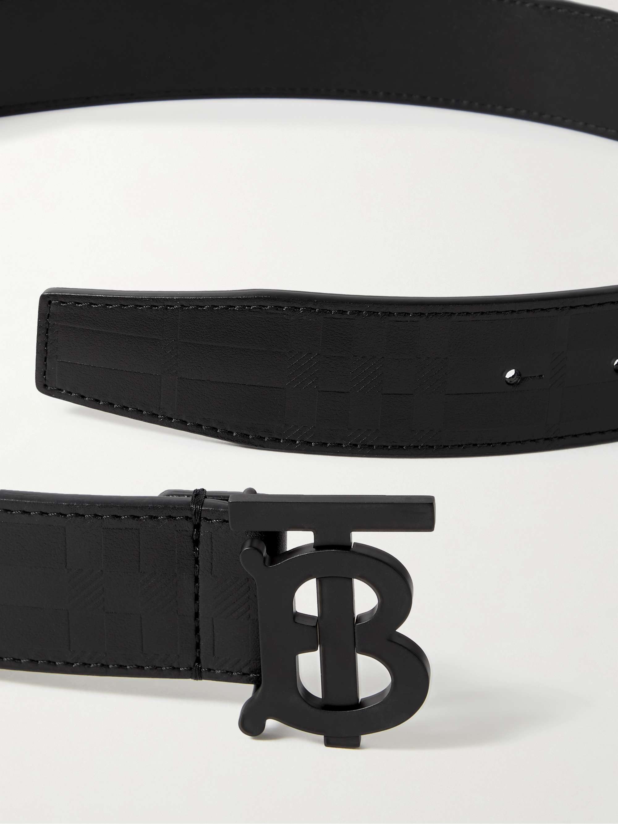 BURBERRY 3.5cm Debossed Leather Belt