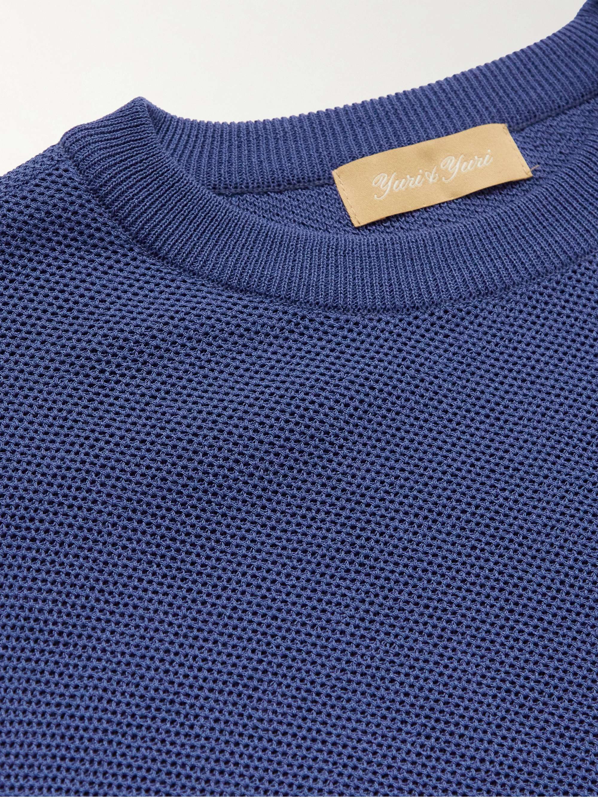 Mens Clothing T-shirts Short sleeve t-shirts Yuri & Yuri Linen Open-knit T-shirt in Blue for Men 