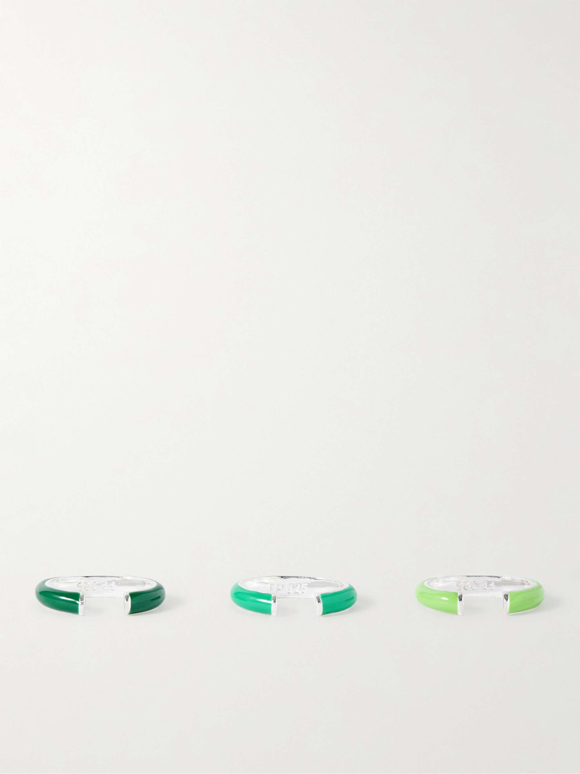 FRY POWERS Ombré Set of Three Sterling Silver and Enamel Ear Cuffs
