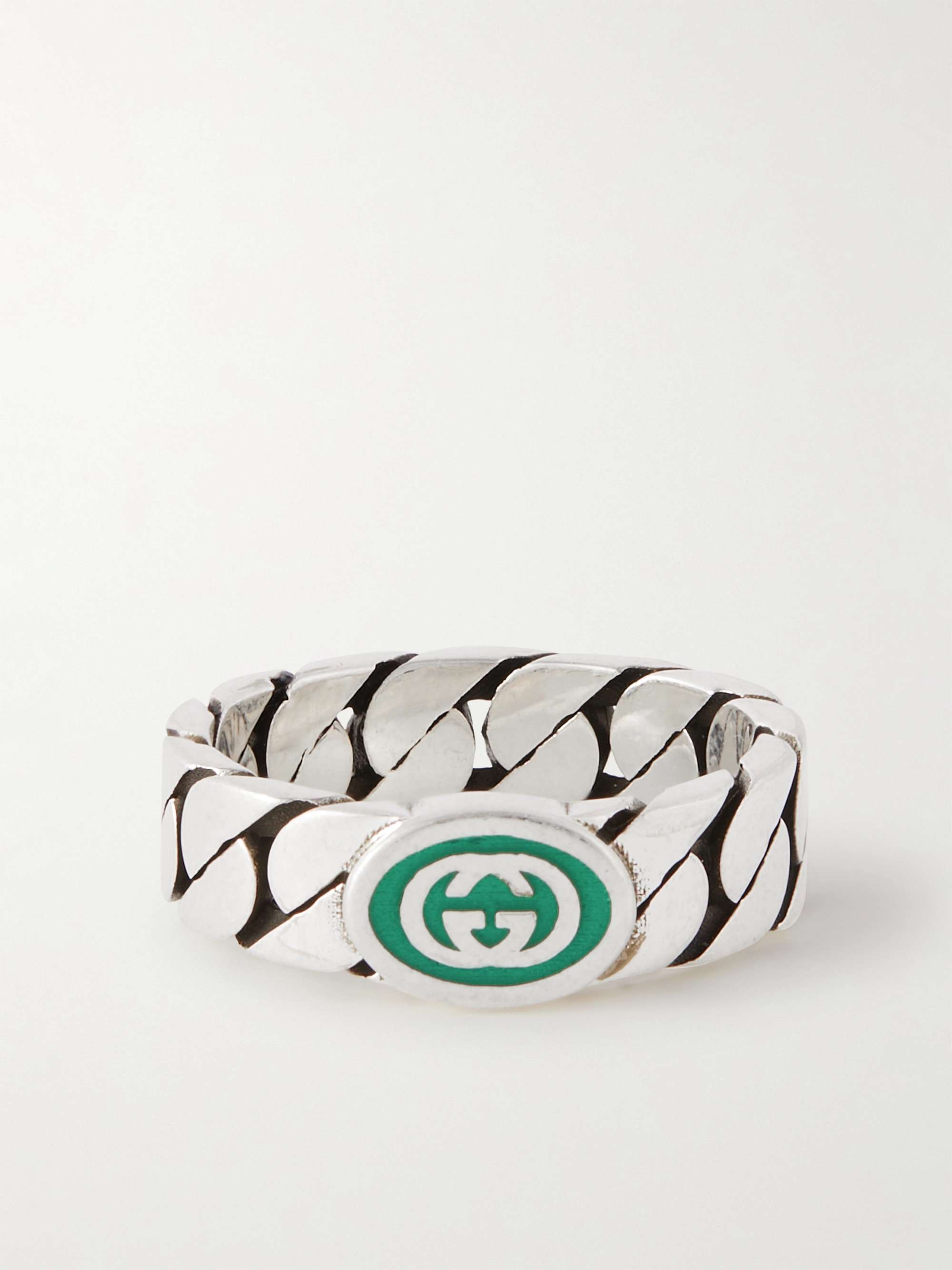 GUCCI Sterling Silver and Enamel Ring