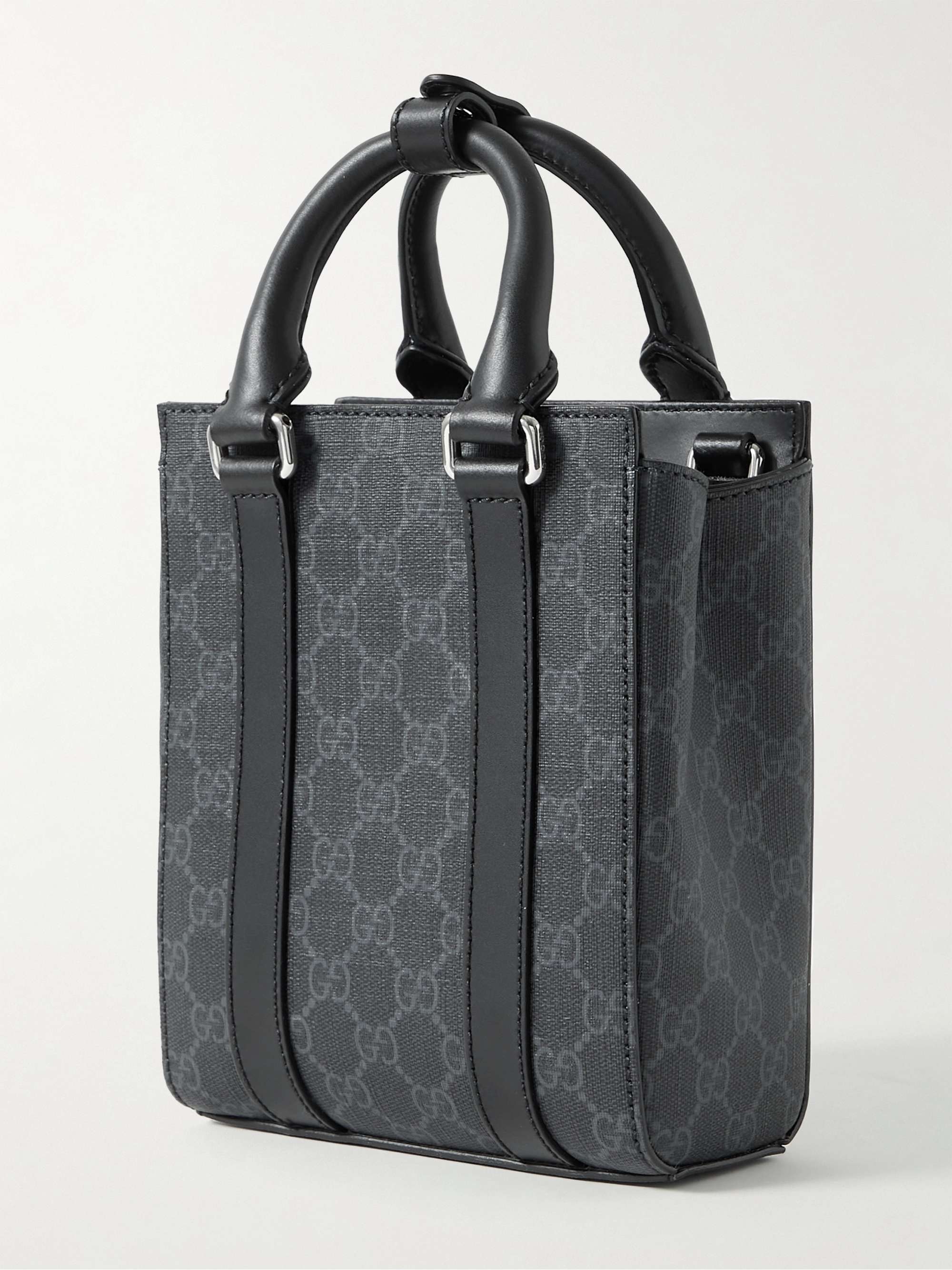 GUCCI Leather-Trimmed Monogrammed Supreme Coated-Canvas Messenger Bag