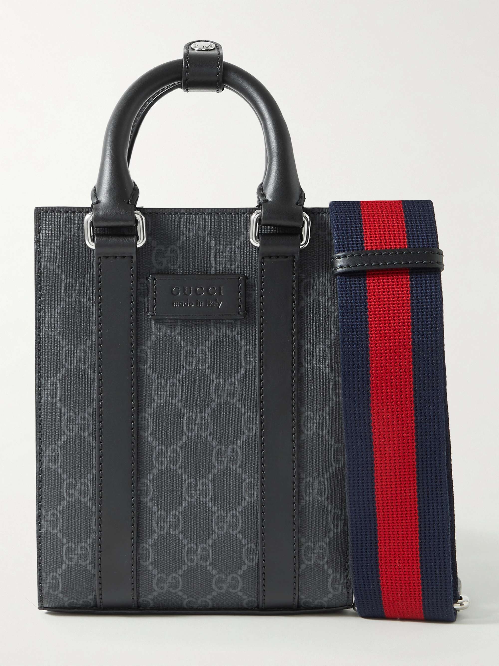 GUCCI Leather-Trimmed Monogrammed Supreme Coated-Canvas Messenger Bag