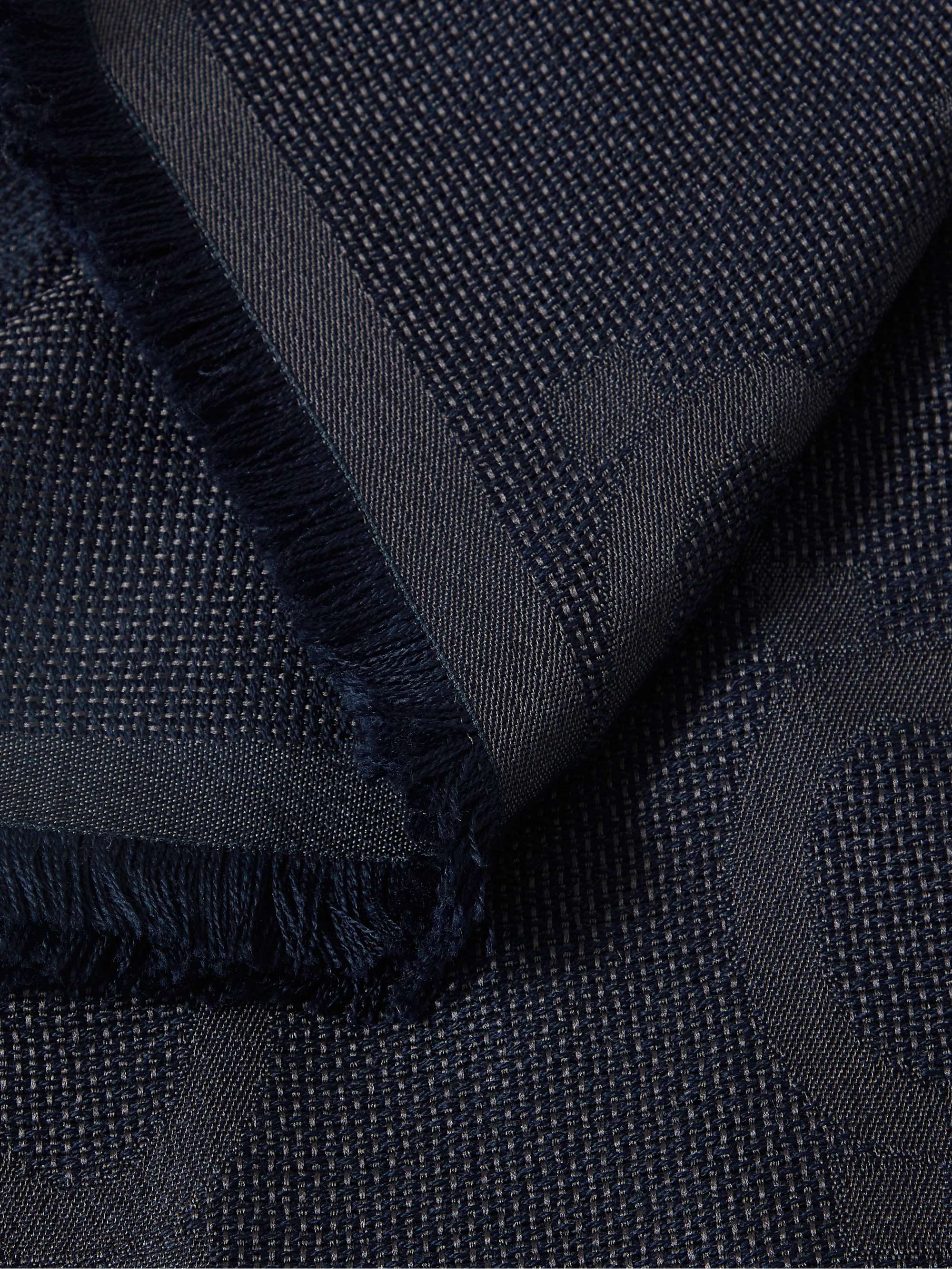 GUCCI Fringed Logo-Jacquard Wool and Silk-Blend Scarf