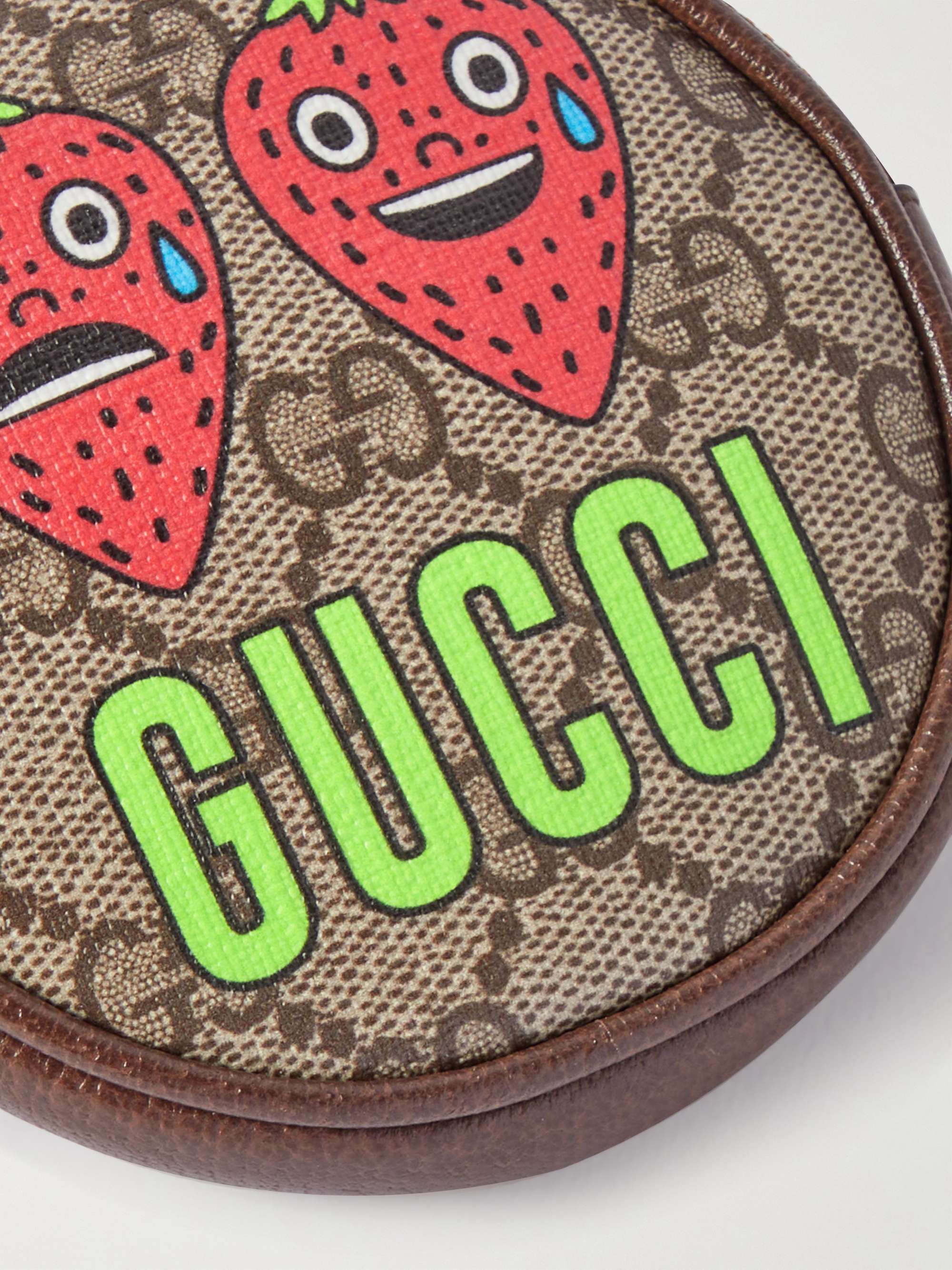 GUCCI Printed Leather-Trimmed Monogrammed Coated-Canvas Coin Wallet