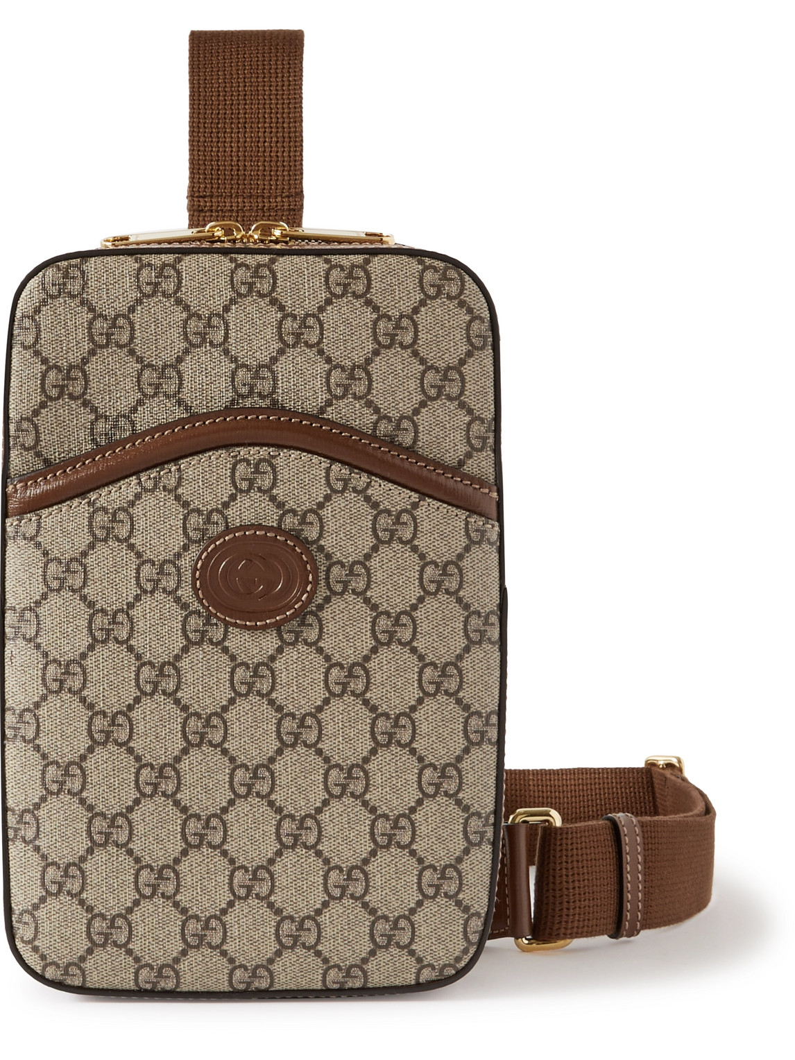 Gucci Leather-trimmed Monogrammed Coated-canvas Belt Bag - Men - Beige Bags