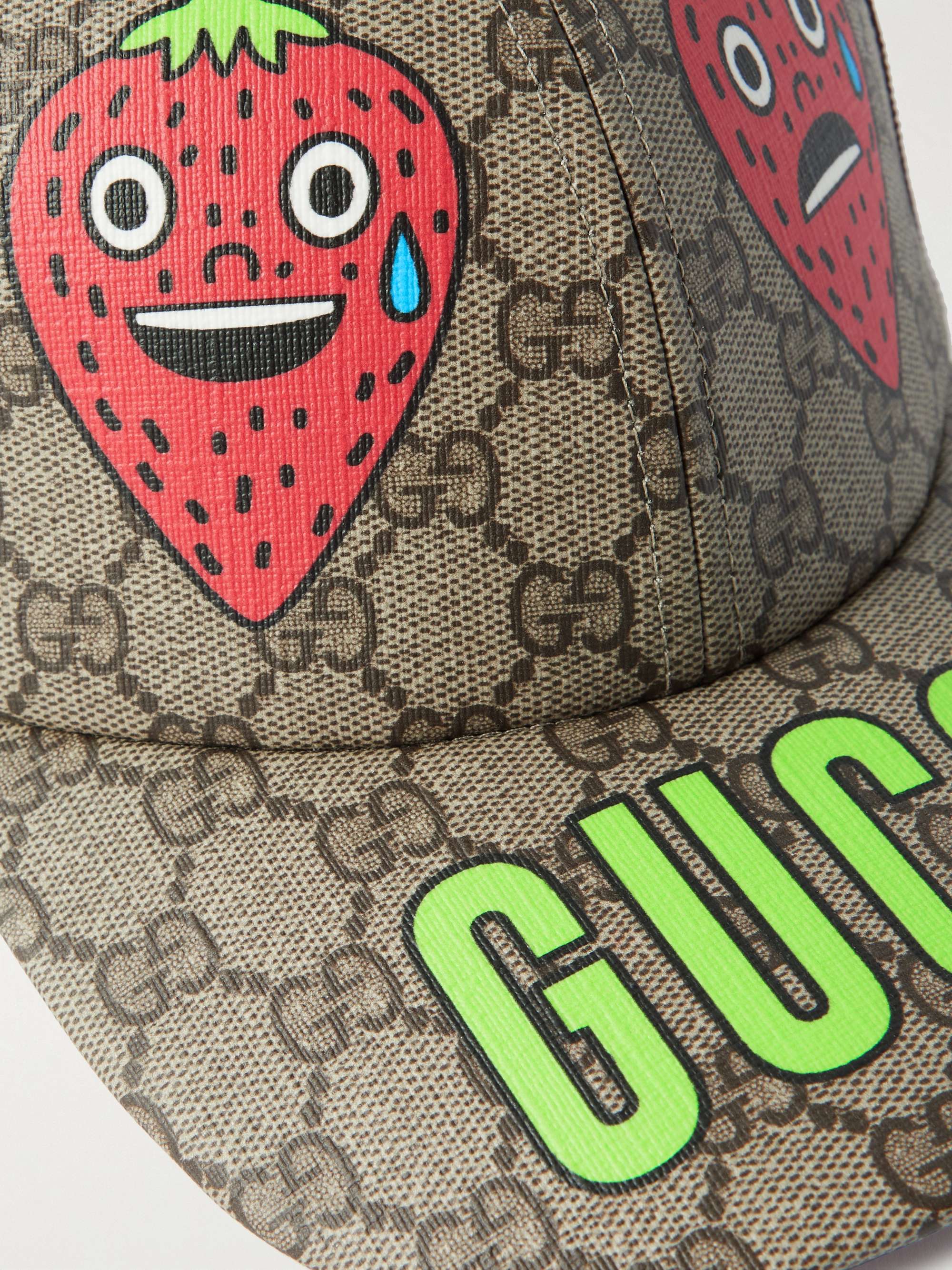 GUCCI Printed Monogrammed Cotton-Blend Canvas and Mesh Baseball Cap