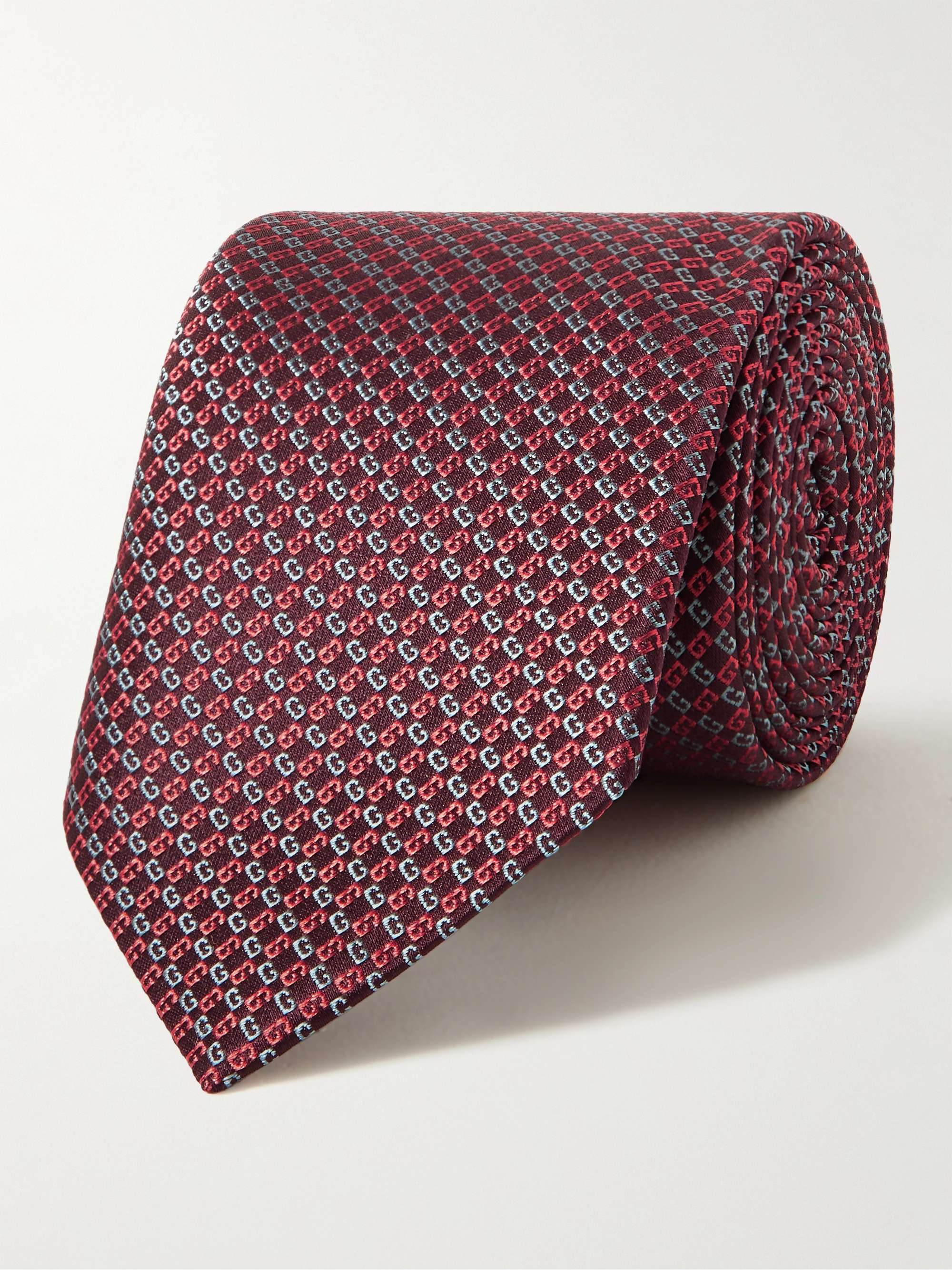 구찌 실크 자가드 넥타이 (선물 추천) Gucci 7cm Logo-Jacquard Silk Tie,Red