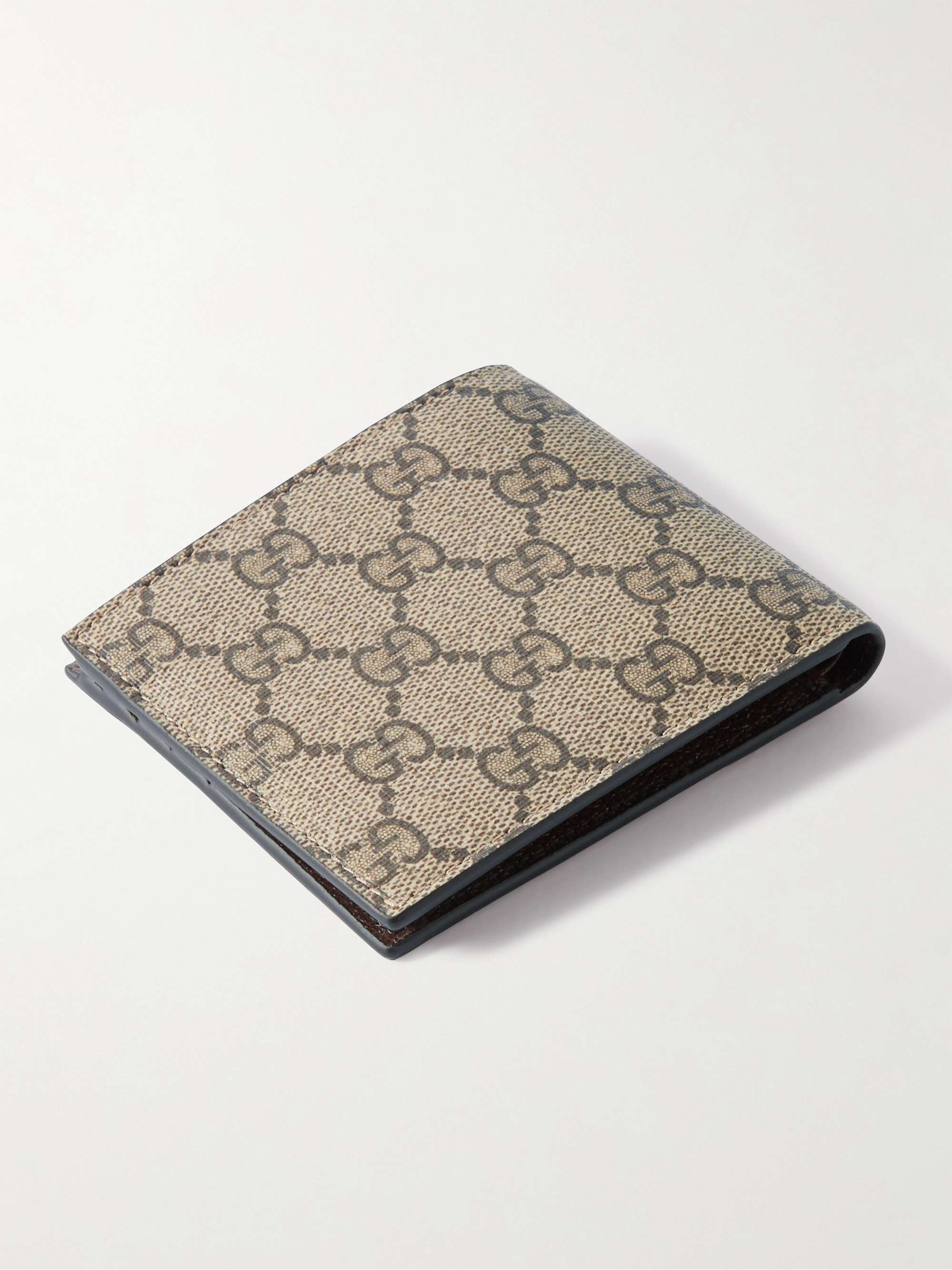 GUCCI Printed Leather-Trimmed Monogrammed Coated-Canvas Bifold Wallet