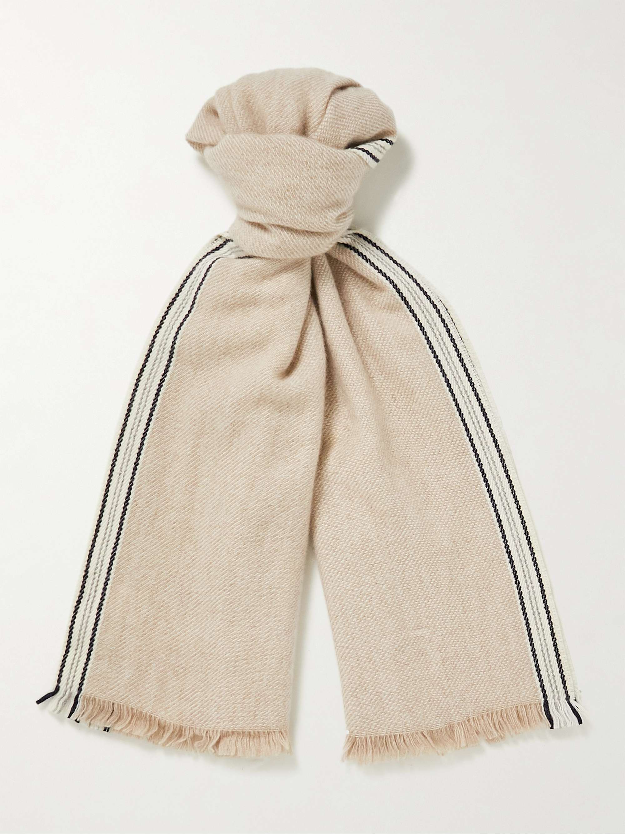 BRUNELLO CUCINELLI Striped Wool and Cashmere-Blend Scarf