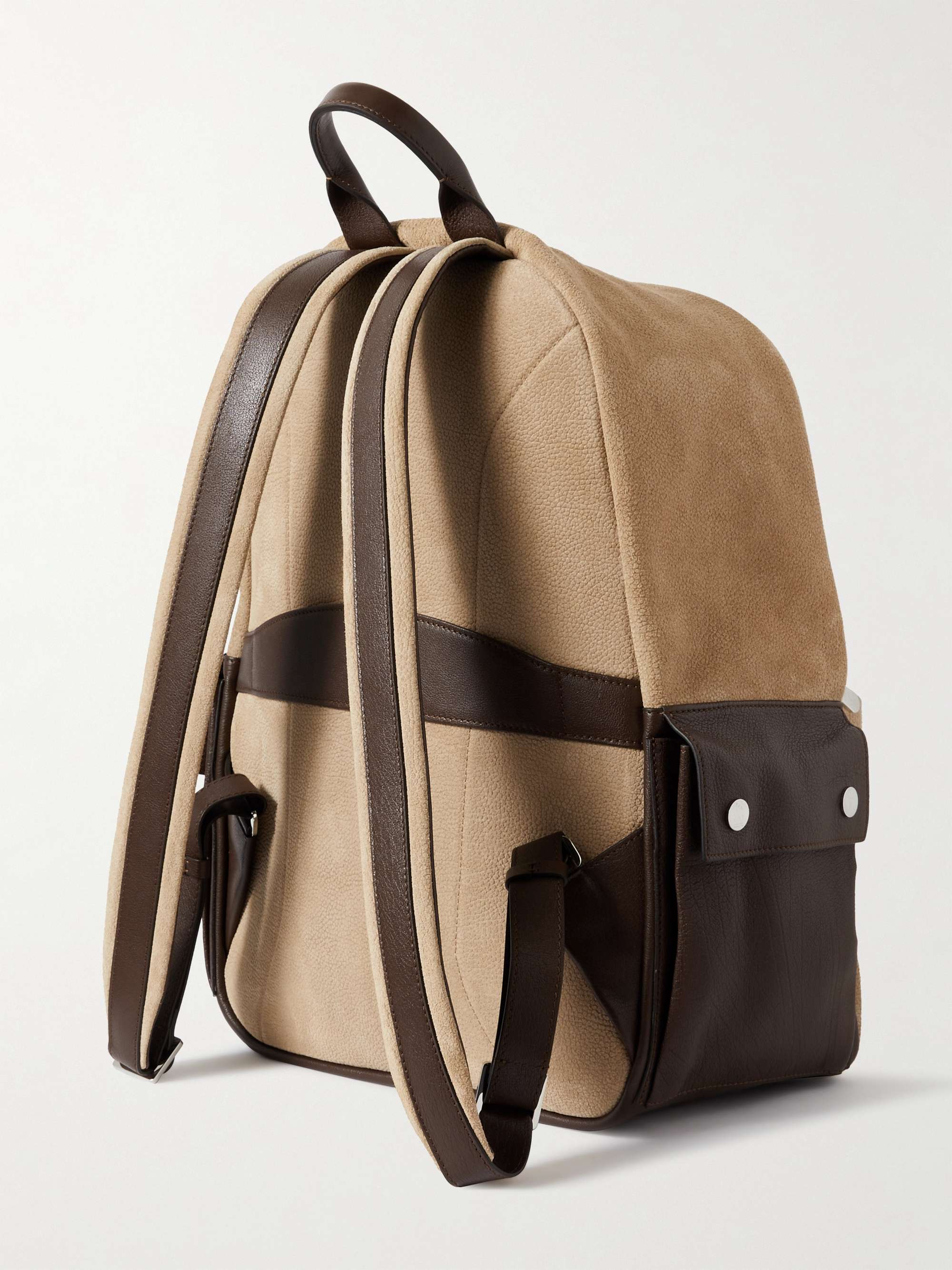 BRUNELLO CUCINELLI Leather-Trimmed Suede Backpack