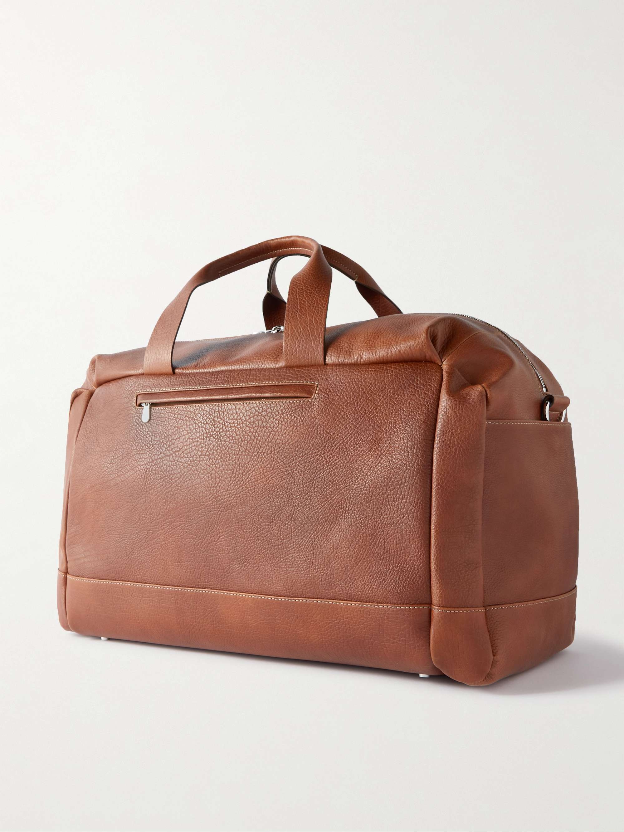 BRUNELLO CUCINELLI Logo-Print Full-Grain Leather Duffle Bag