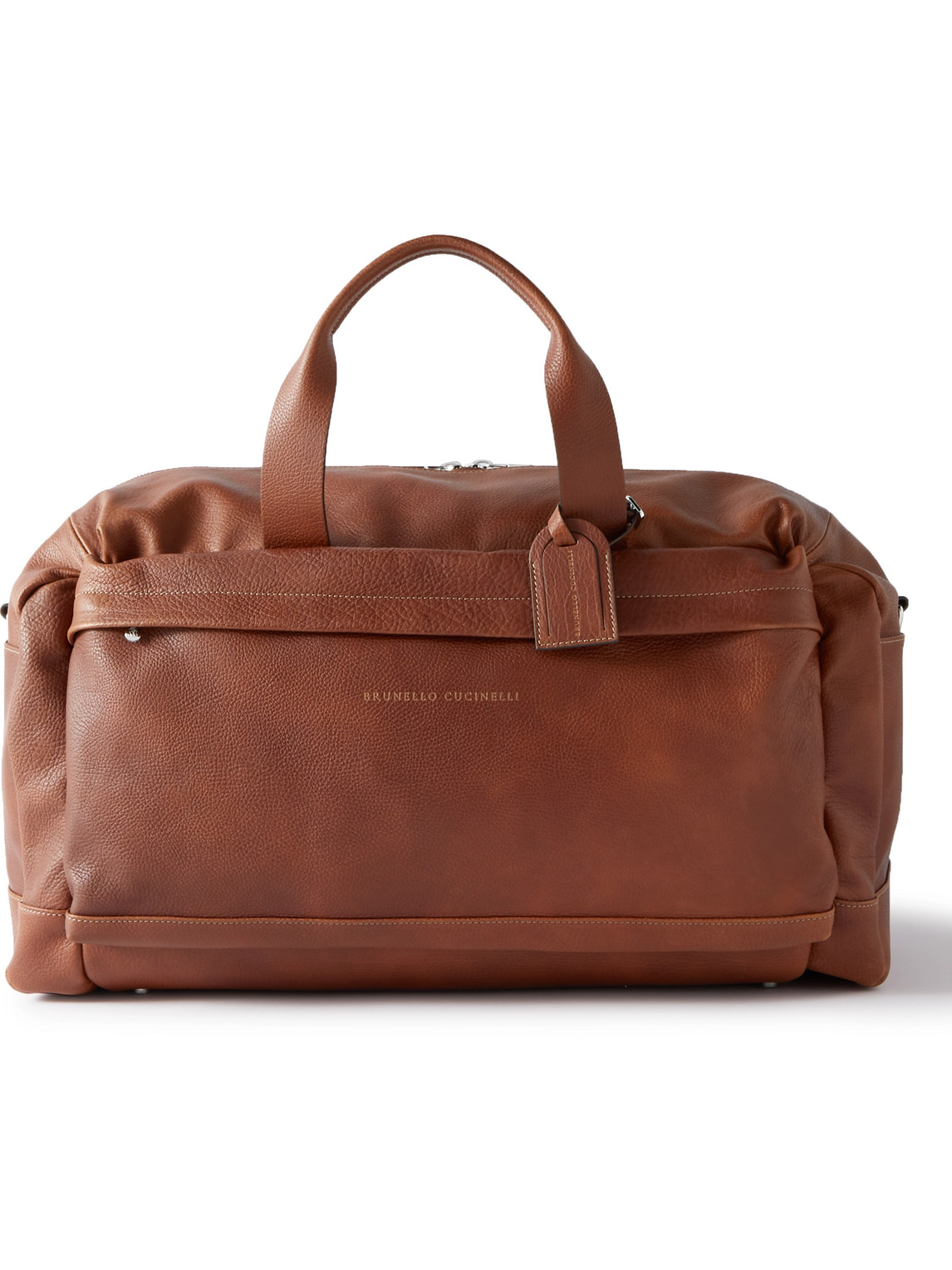 Brunello Cucinelli Logo-print Full-grain Leather Duffle Bag