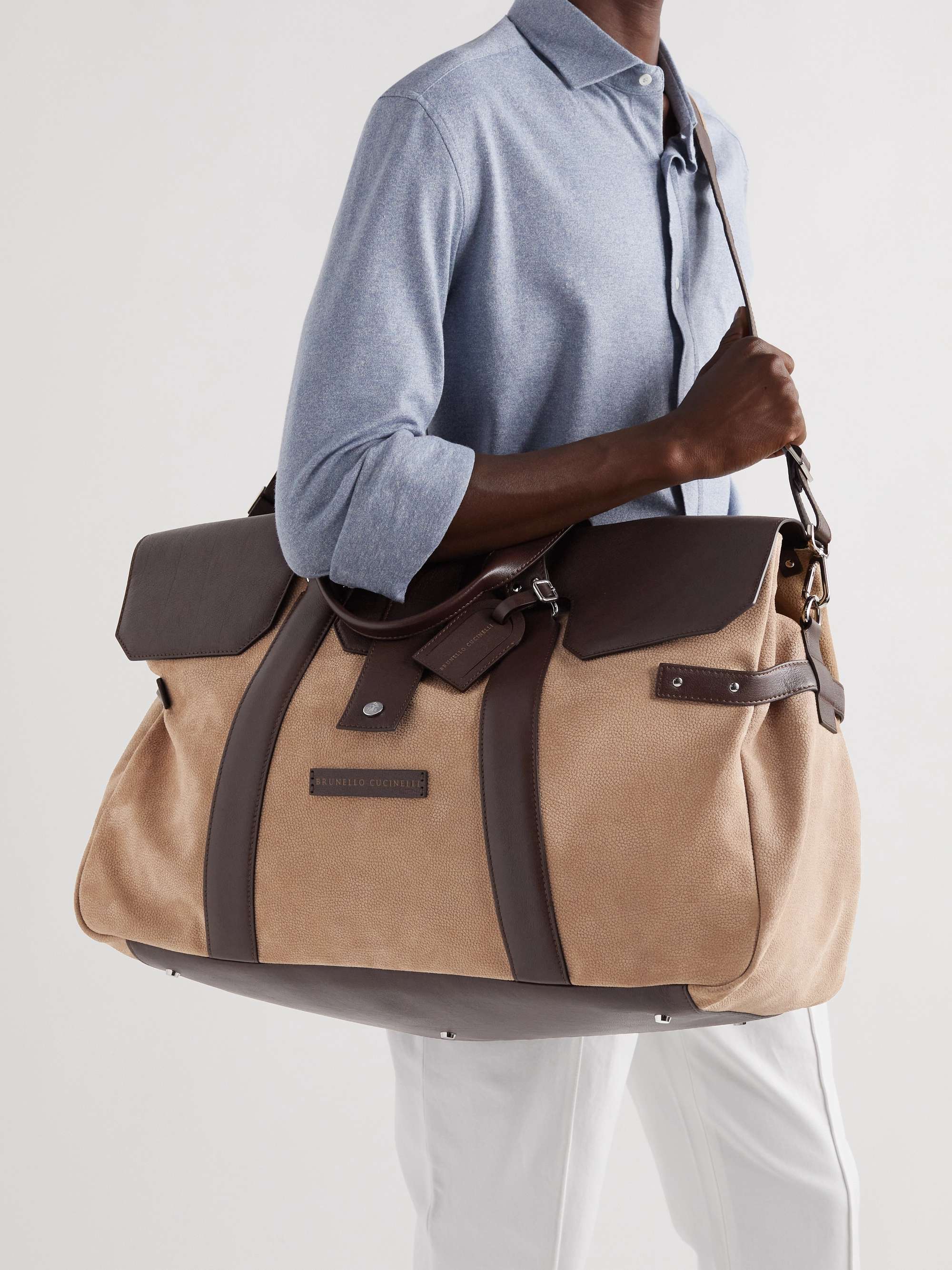 BRUNELLO CUCINELLI Leather-Trimmed Suede Weekend Bag