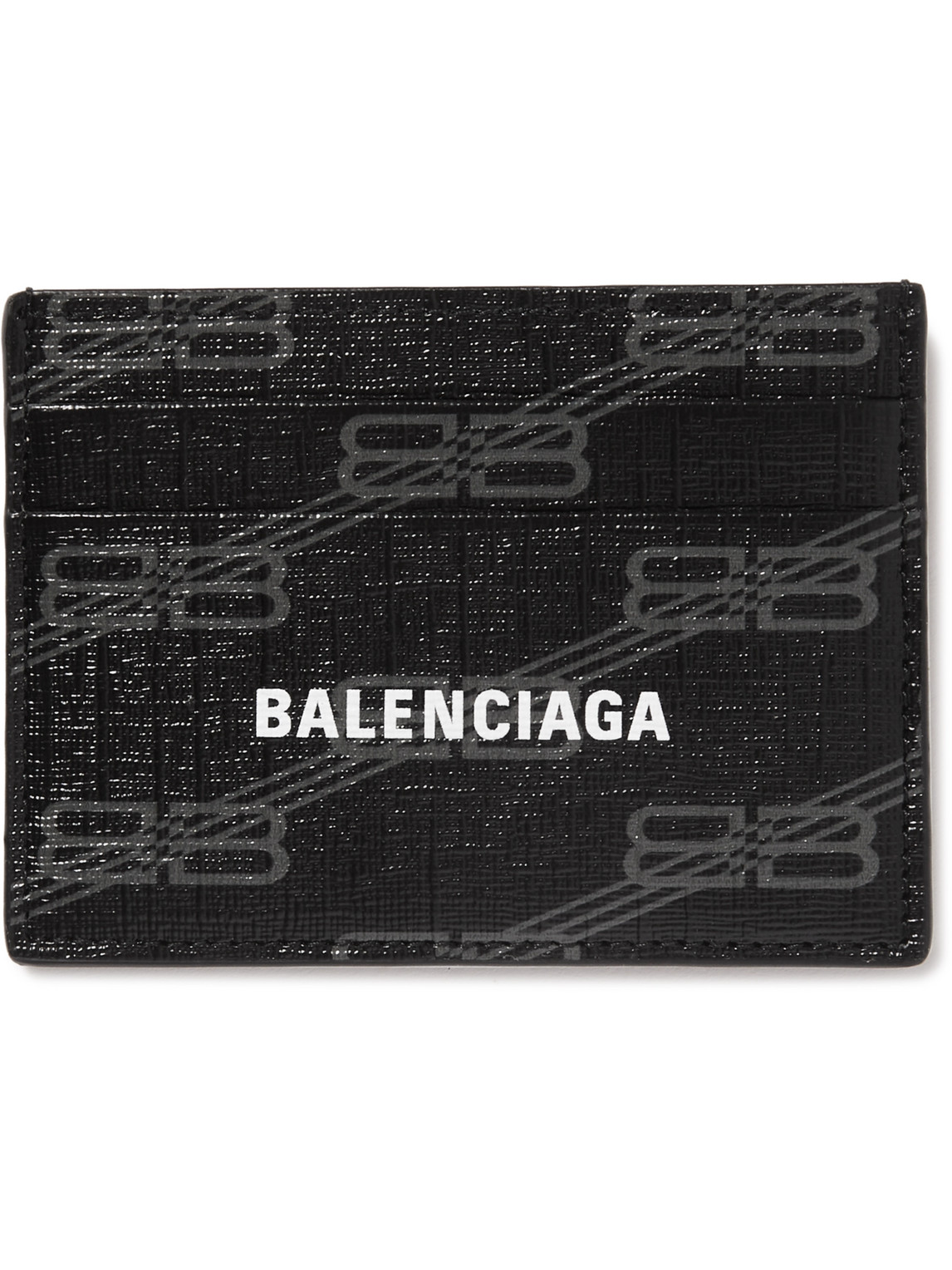 Balenciaga Logo-print Coated-canvas Cardholder In Grey