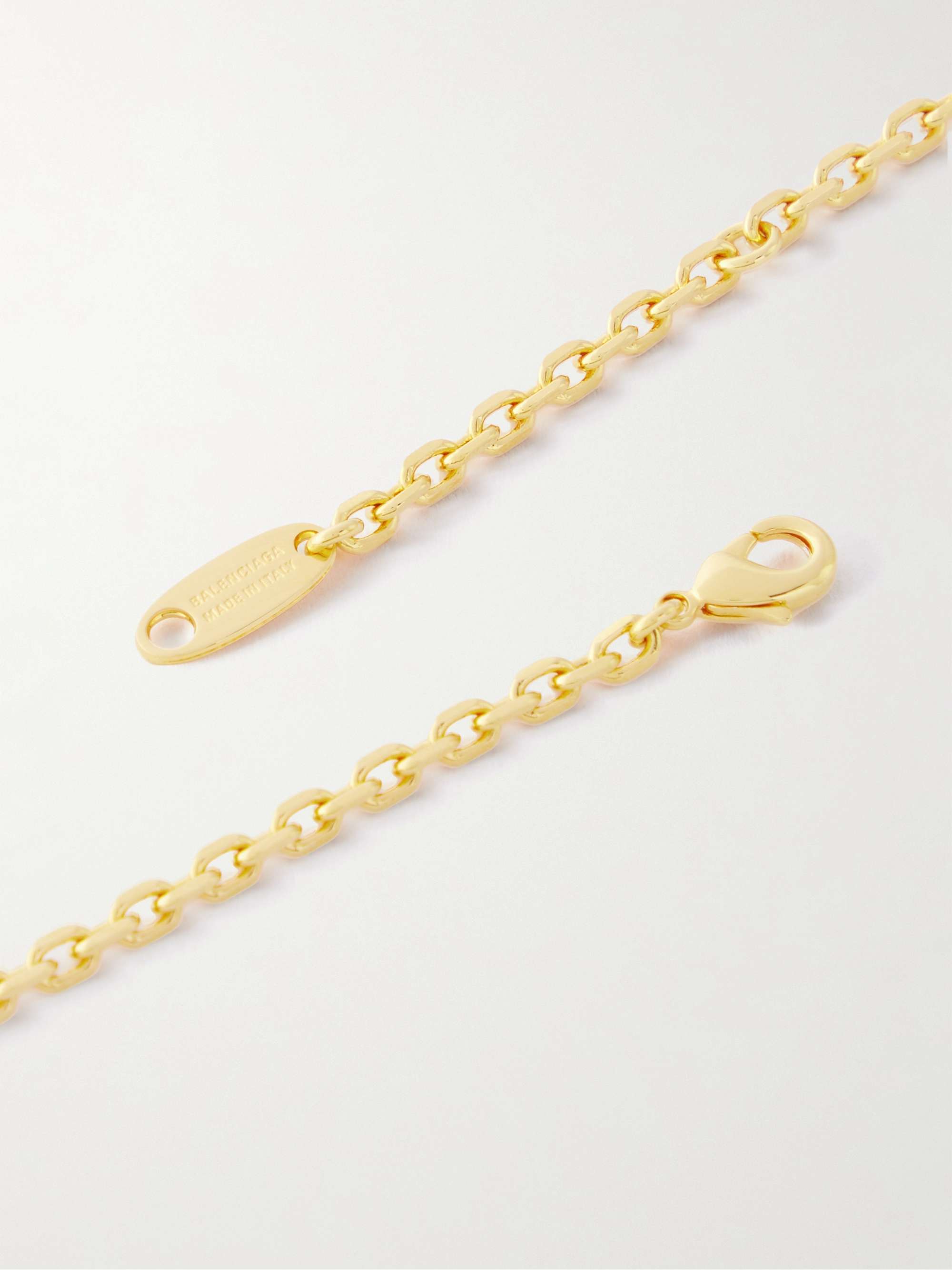 BALENCIAGA Engraved Gold-Tone Pendant Necklace