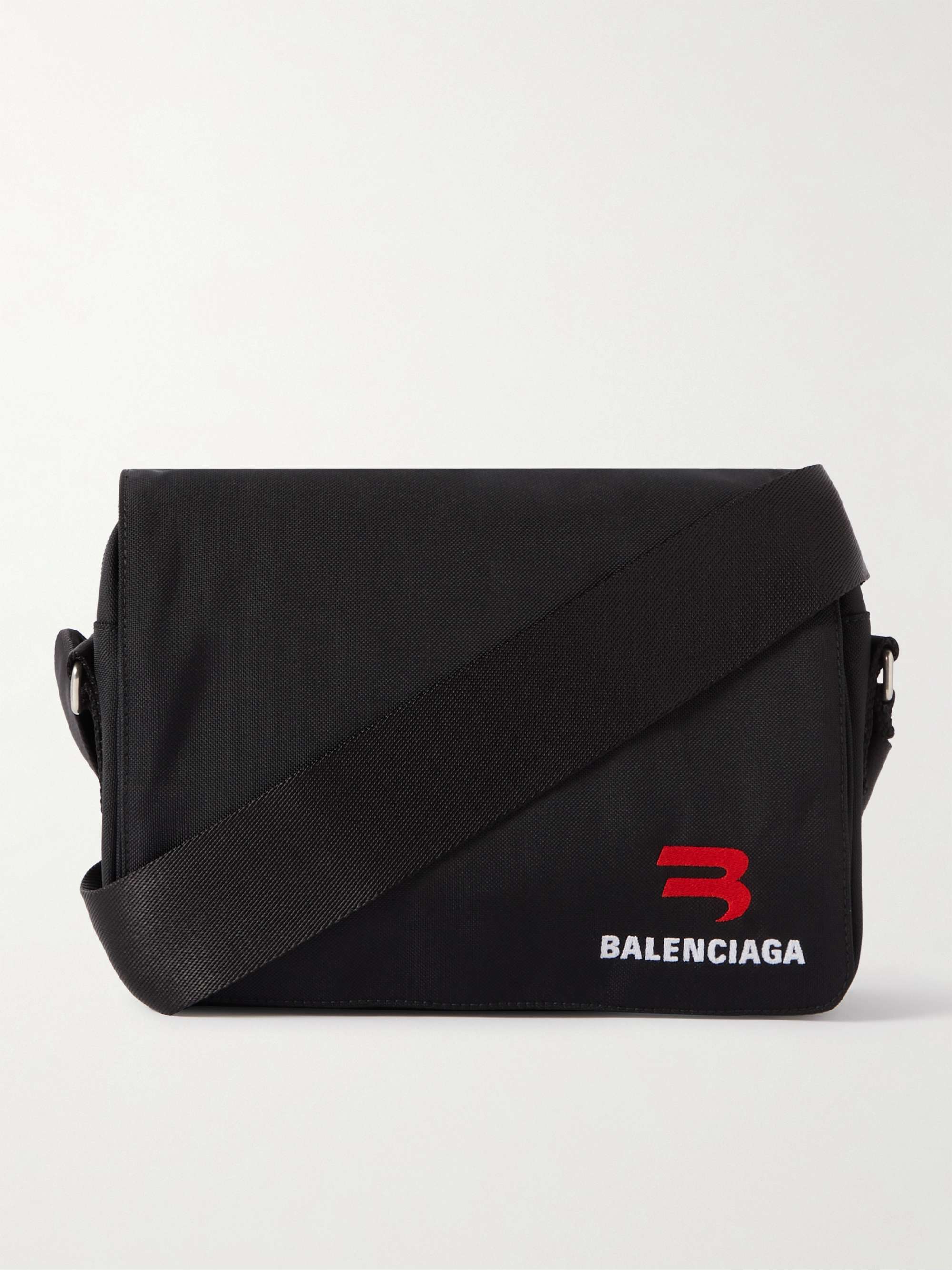BALENCIAGA Explorer S Logo-Embroidered Recycled-Nylon Messenger Bag