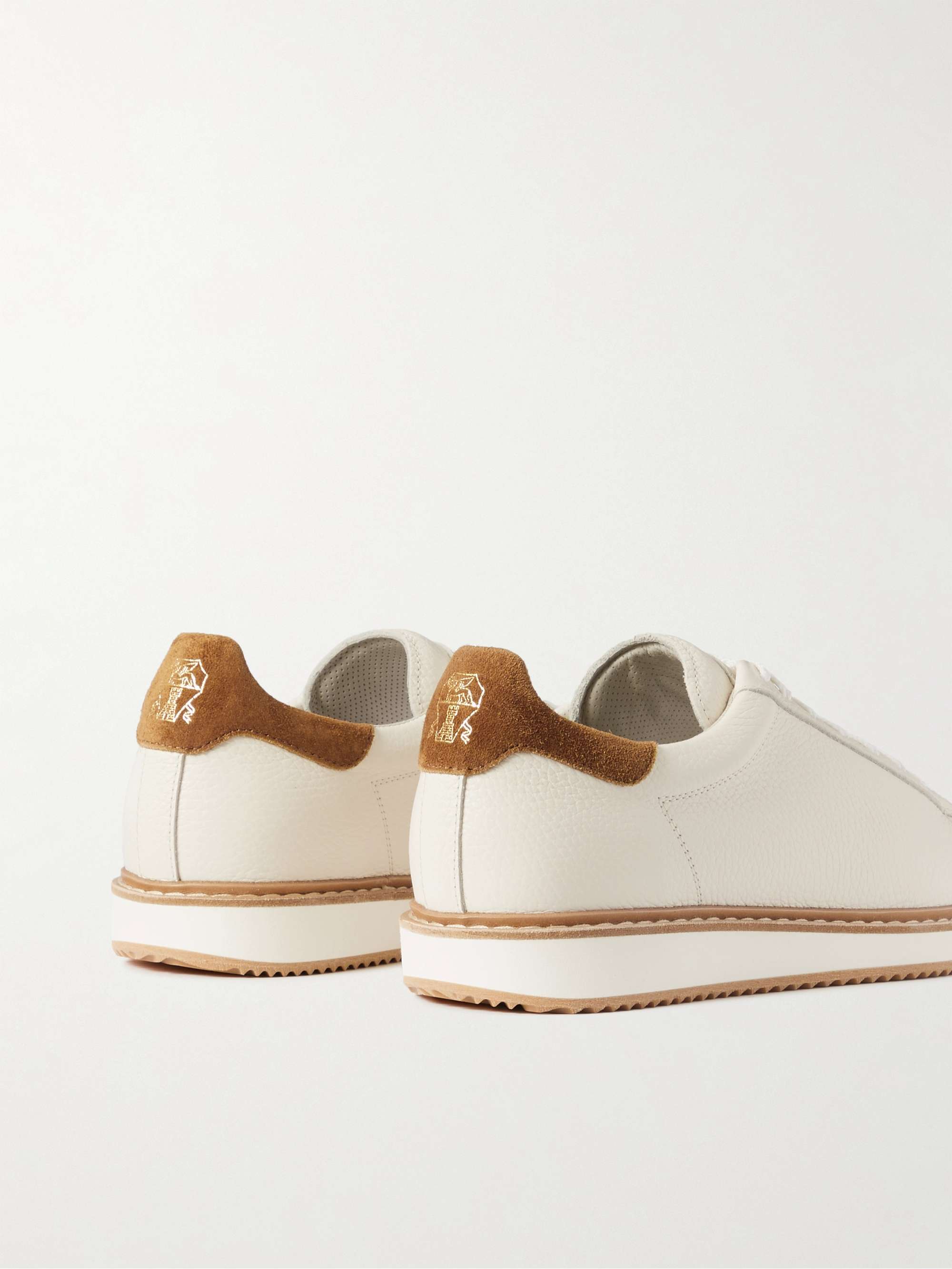BRUNELLO CUCINELLI Full-Grain Suede-Trimmed Leather Sneakers