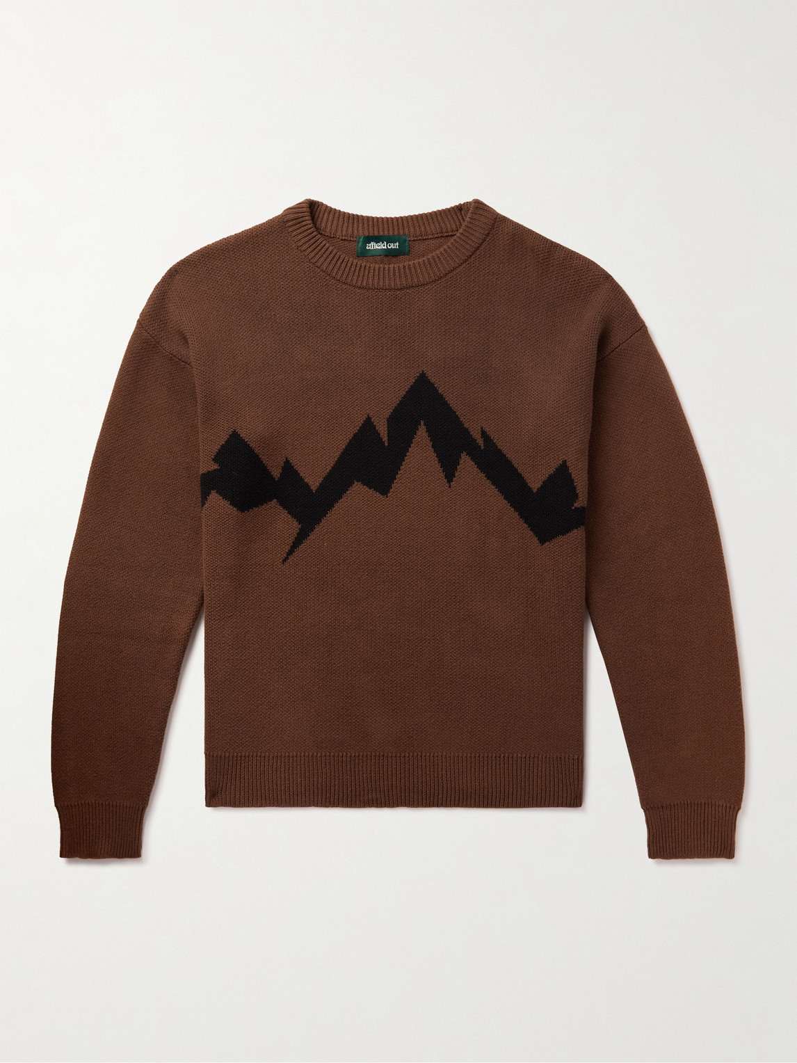 Afield Out Lowell Intarsia Cotton Sweater In Brown