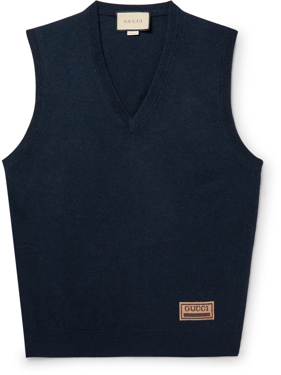 Gucci Logo-jacquard Cashmere And Wool-blend Sweater Vest In Black