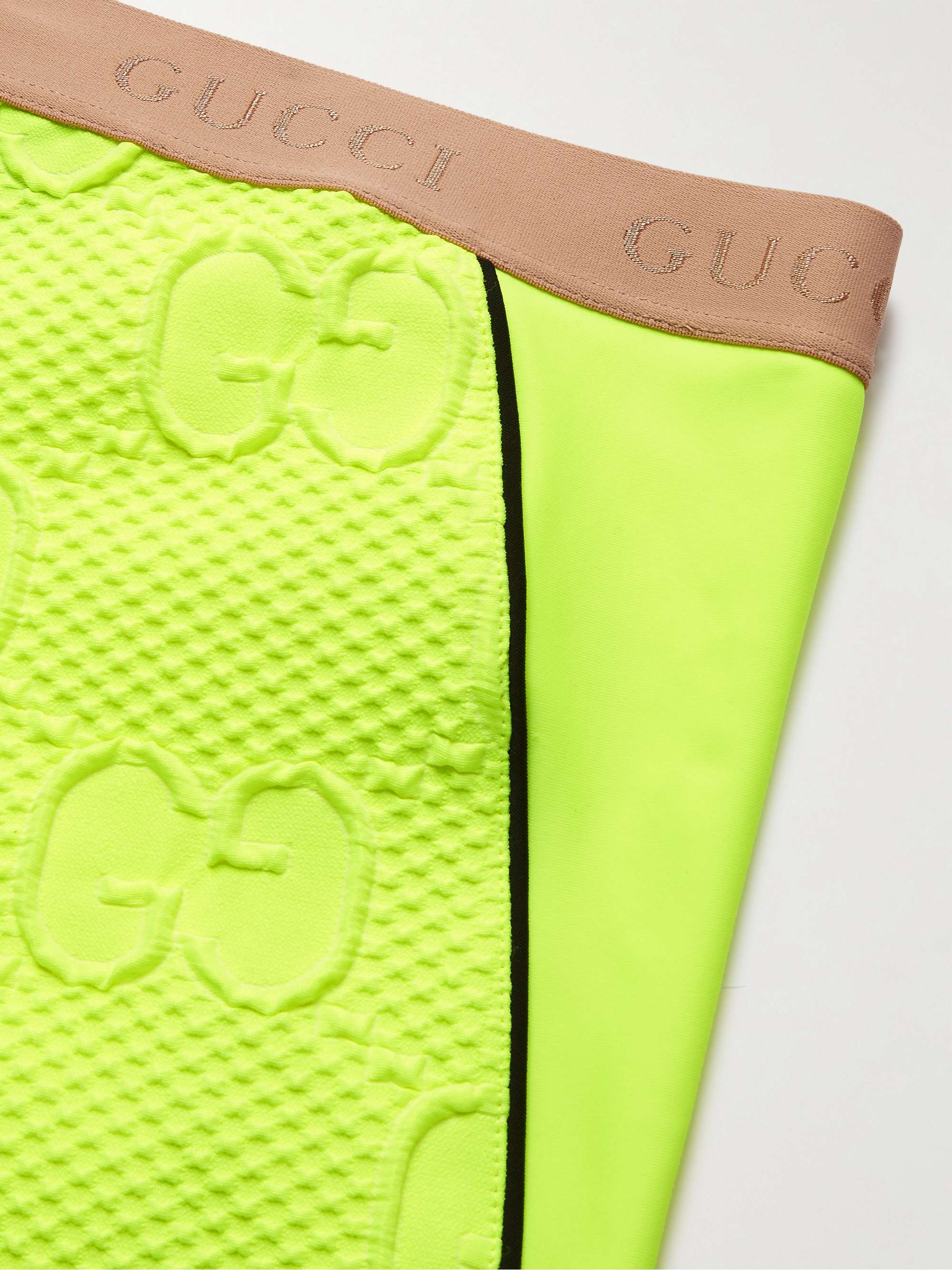 GUCCI Logo-Embossed Mesh-Trimmed Stretch-Jersey Tights