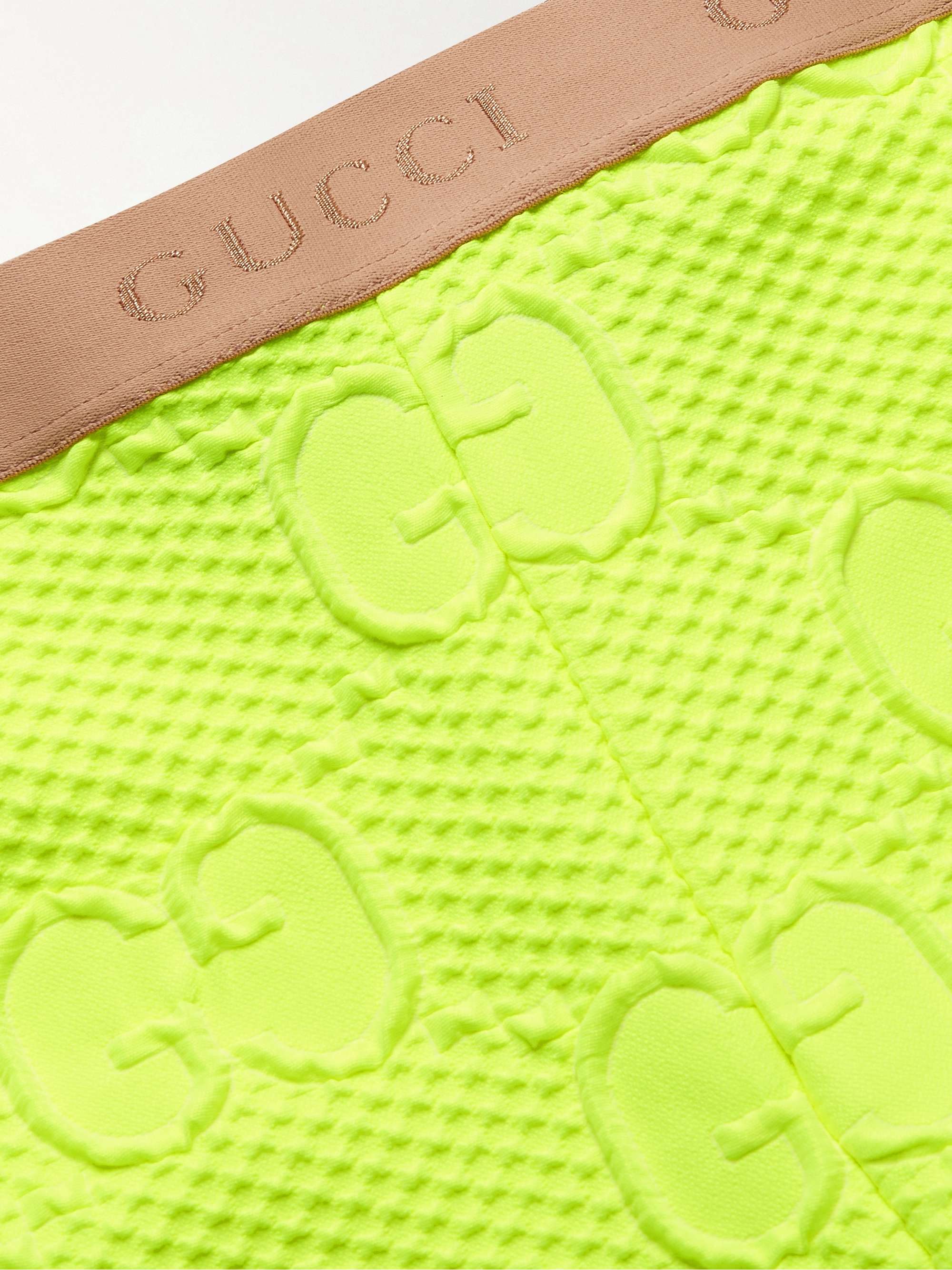 GUCCI Logo-Embossed Mesh-Trimmed Stretch-Jersey Tights